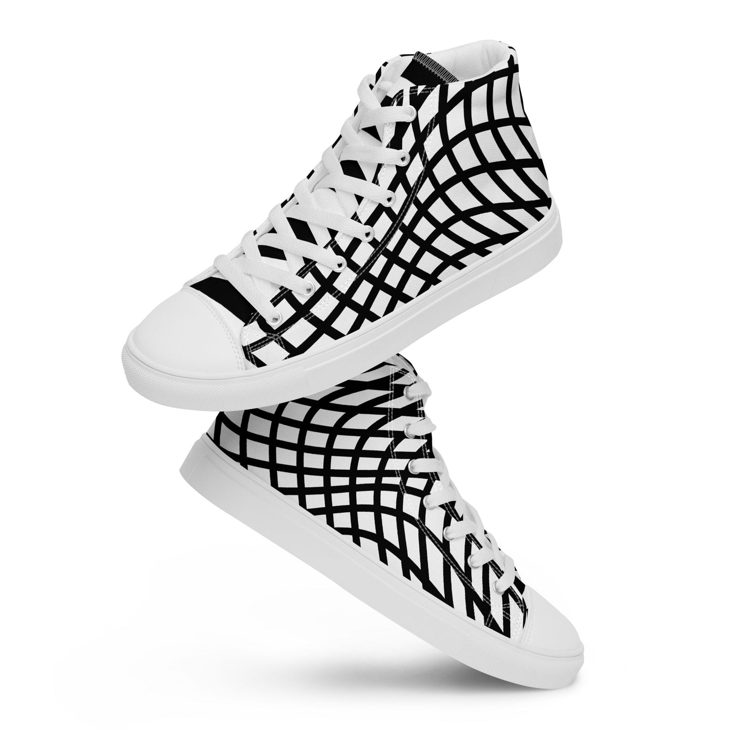 T.Eddy'sArt Studio High - Top Canvas Shoes: Twisted Grid - T.Eddy’s Art Studio