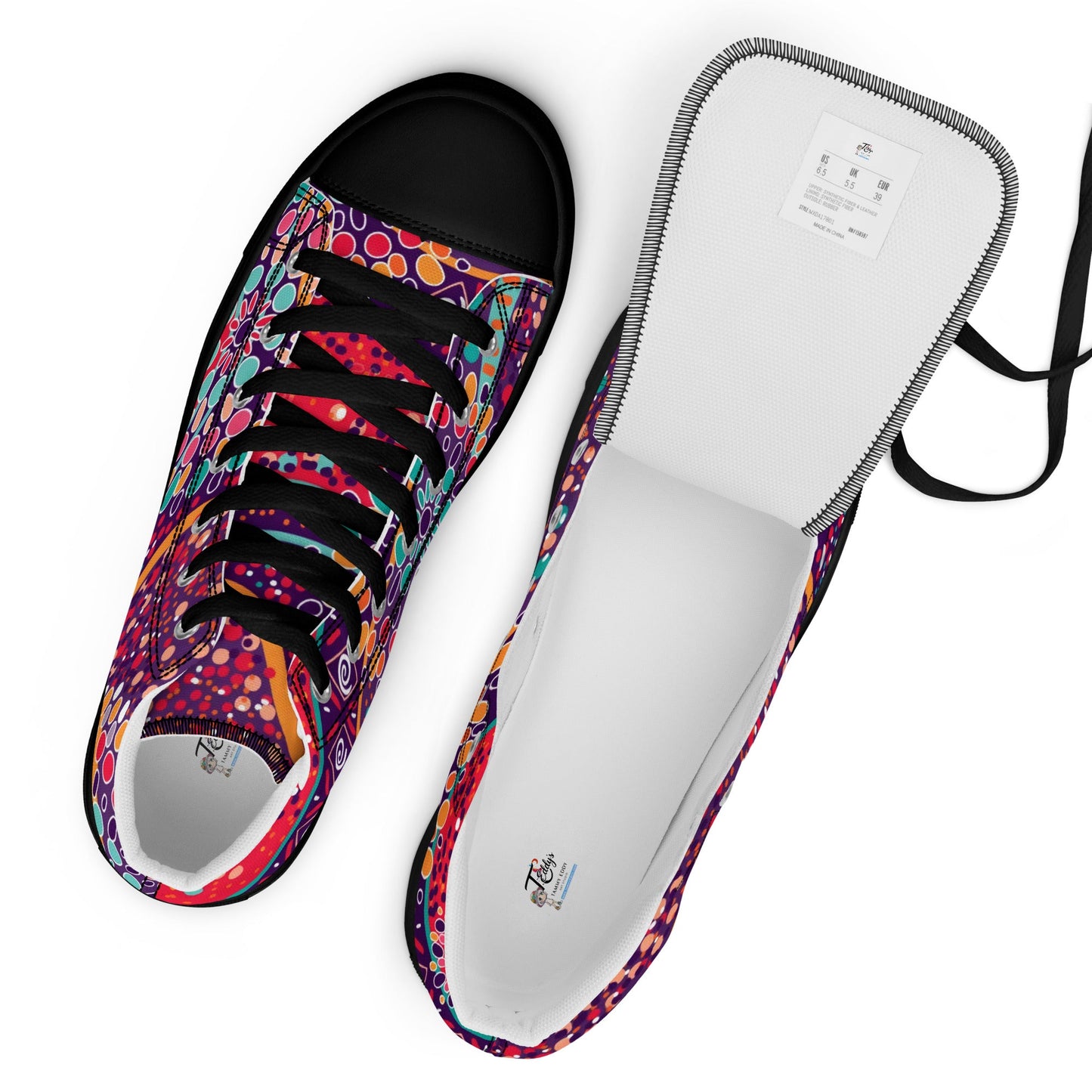 A Burst of Color for Your Feet, high top canvas shoes - T.Eddy’s Art Studio
