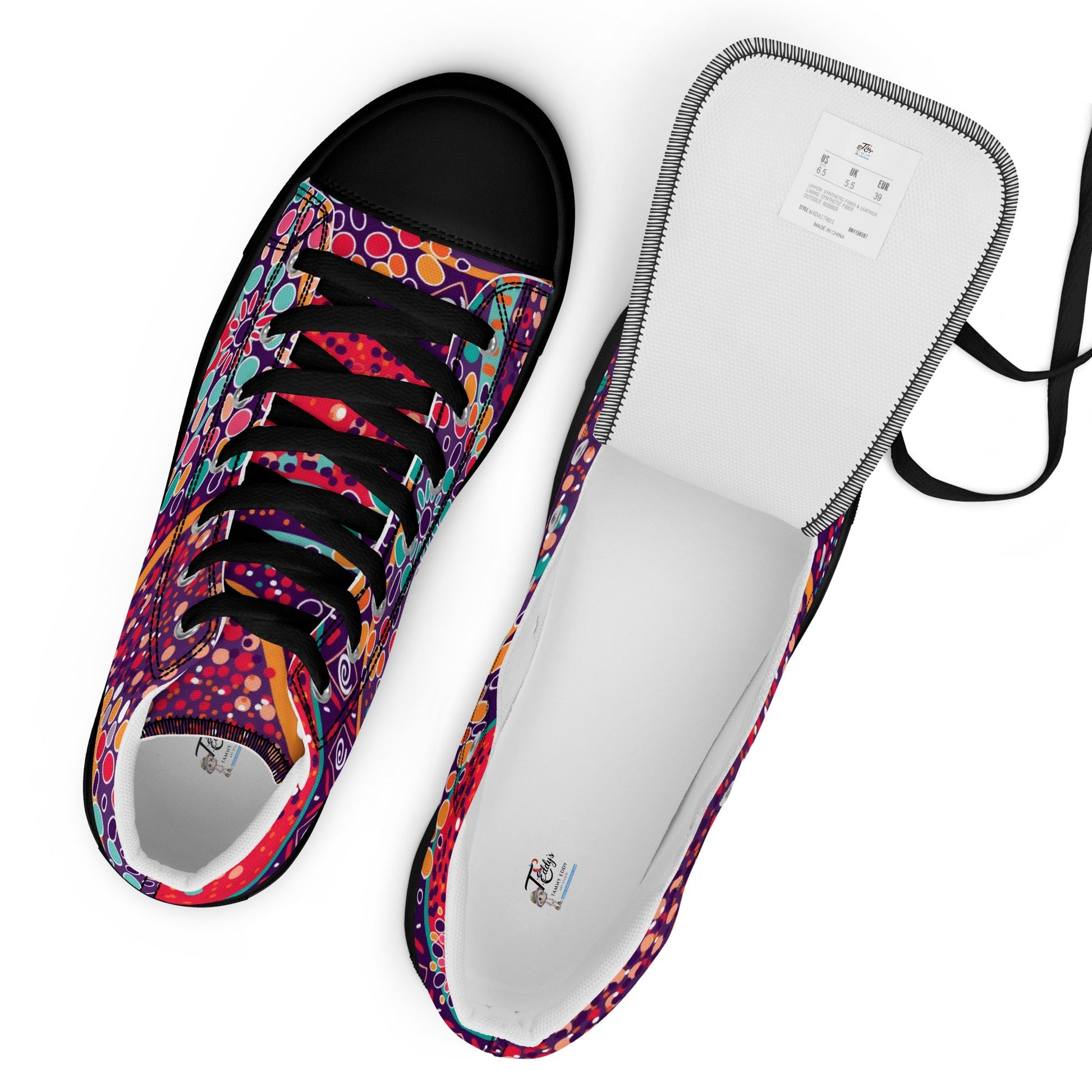 A Burst of Color for Your Feet, high top canvas shoes - T.Eddy’s Art Studio