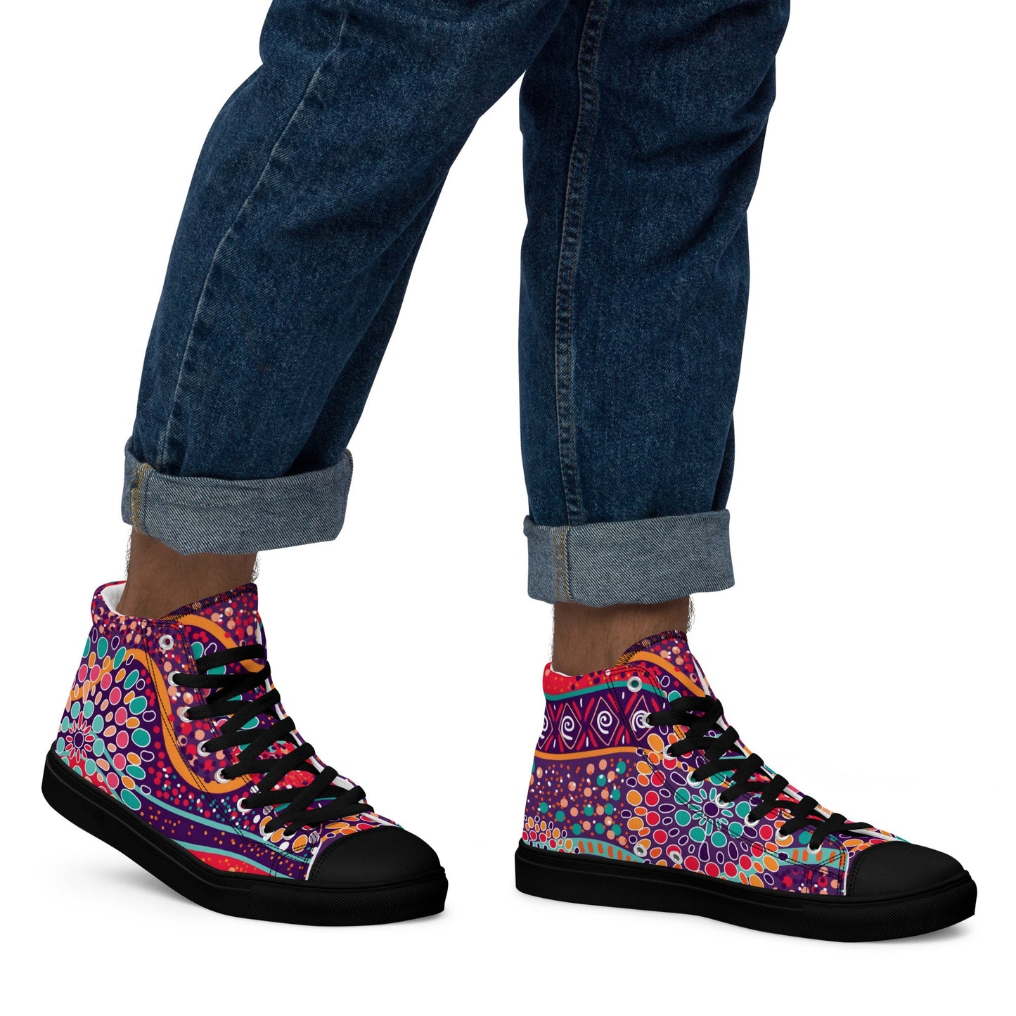 A Burst of Color for Your Feet, high top canvas shoes - T.Eddy’s Art Studio