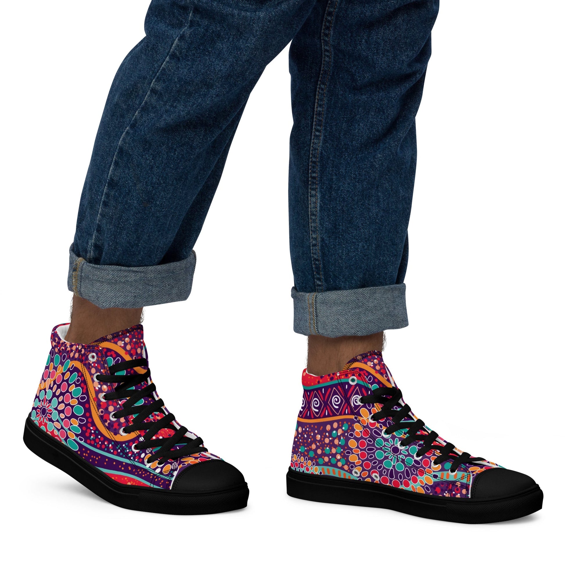A Burst of Color for Your Feet, high top canvas shoes - T.Eddy’s Art Studio