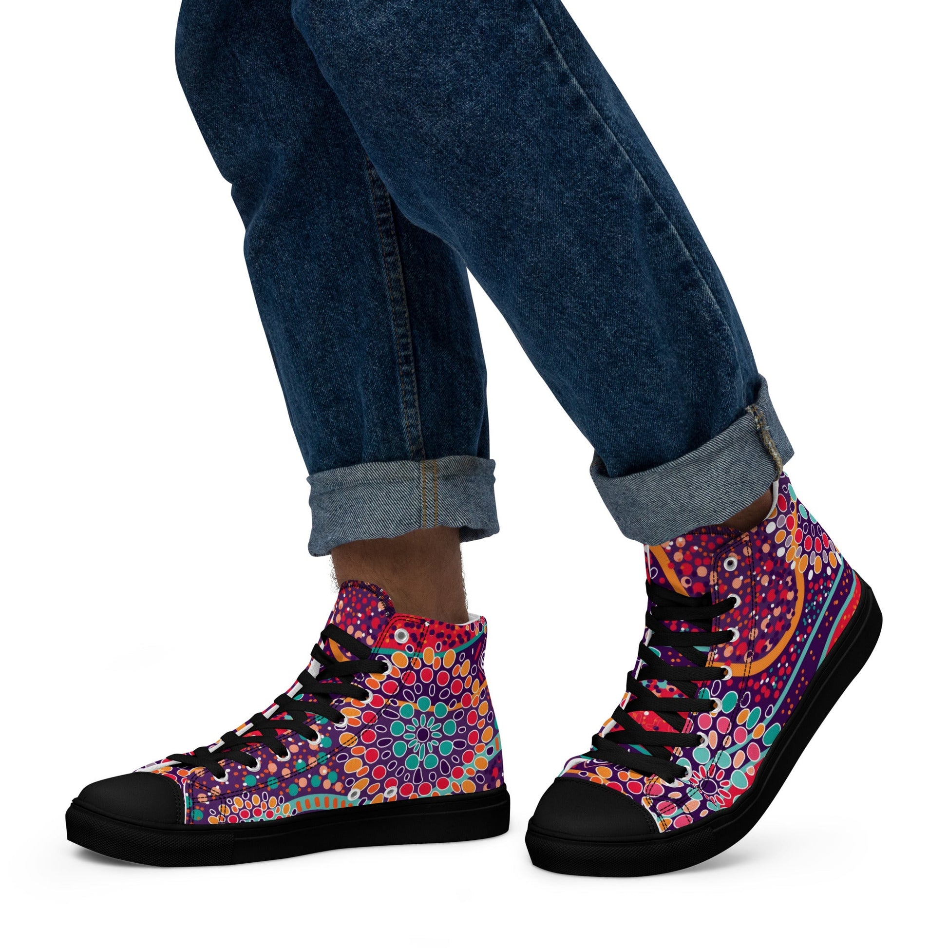 A Burst of Color for Your Feet, high top canvas shoes - T.Eddy’s Art Studio