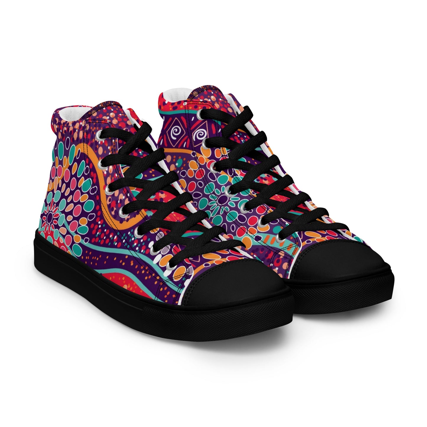 A Burst of Color for Your Feet, high top canvas shoes - T.Eddy’s Art Studio