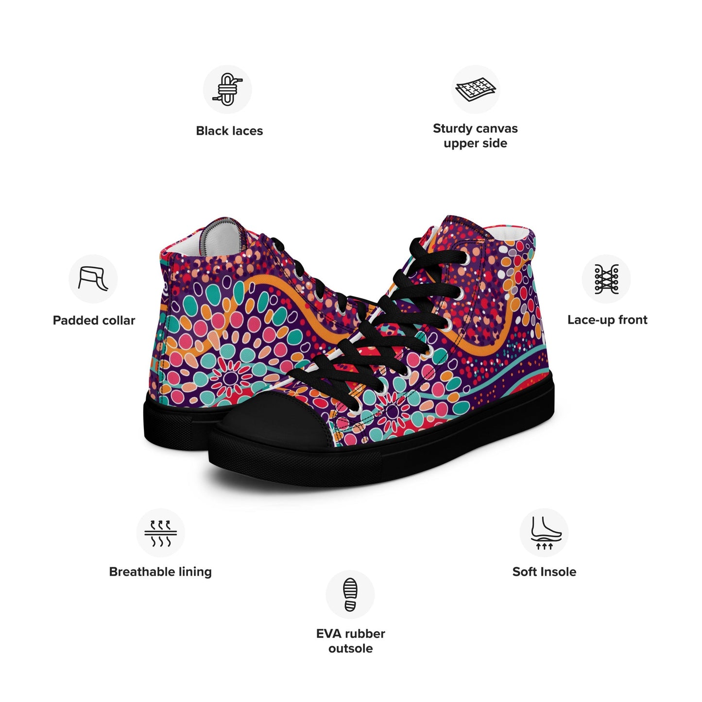 A Burst of Color for Your Feet, high top canvas shoes - T.Eddy’s Art Studio