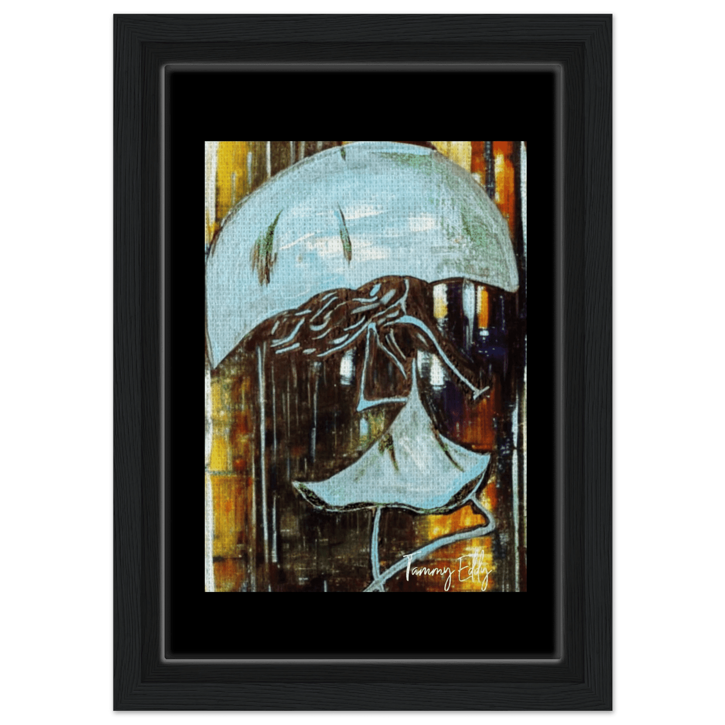 "Dancing in the Rain" Framed Canvas Print - T.Eddy’s Art Studio