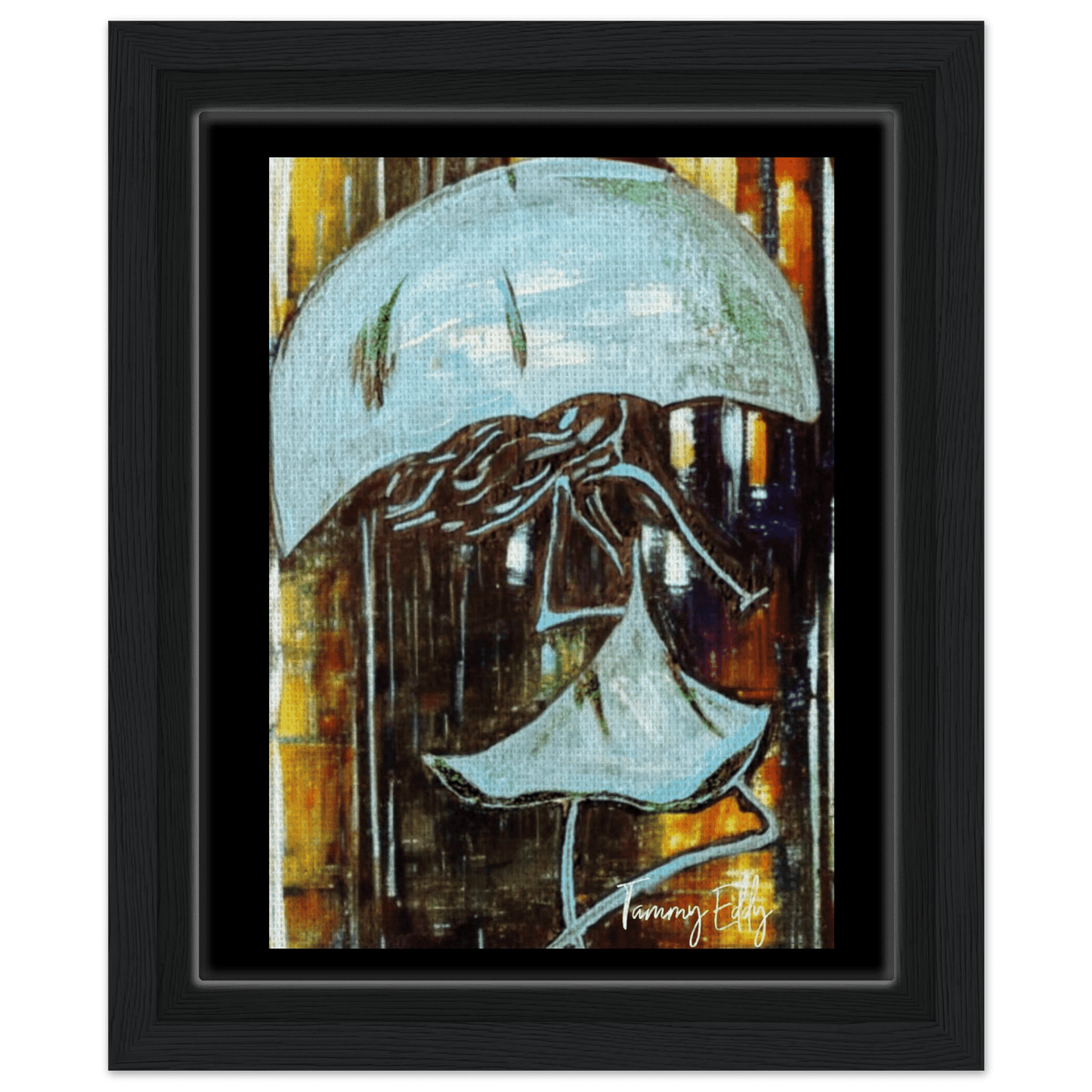 "Dancing in the Rain" Framed Canvas Print - T.Eddy’s Art Studio