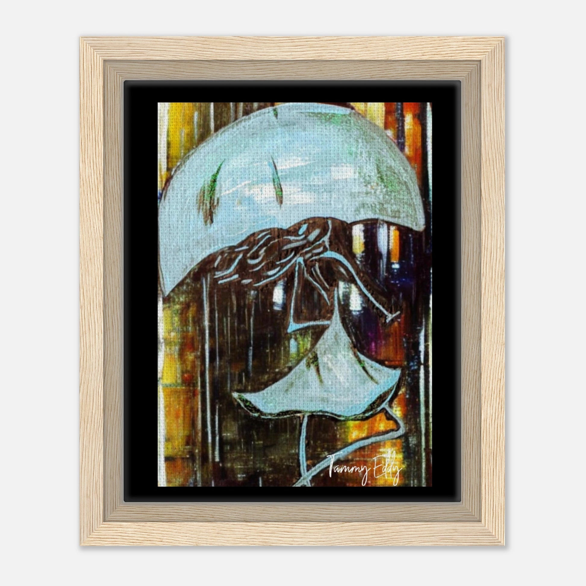 "Dancing in the Rain" Framed Canvas Print - T.Eddy’s Art Studio