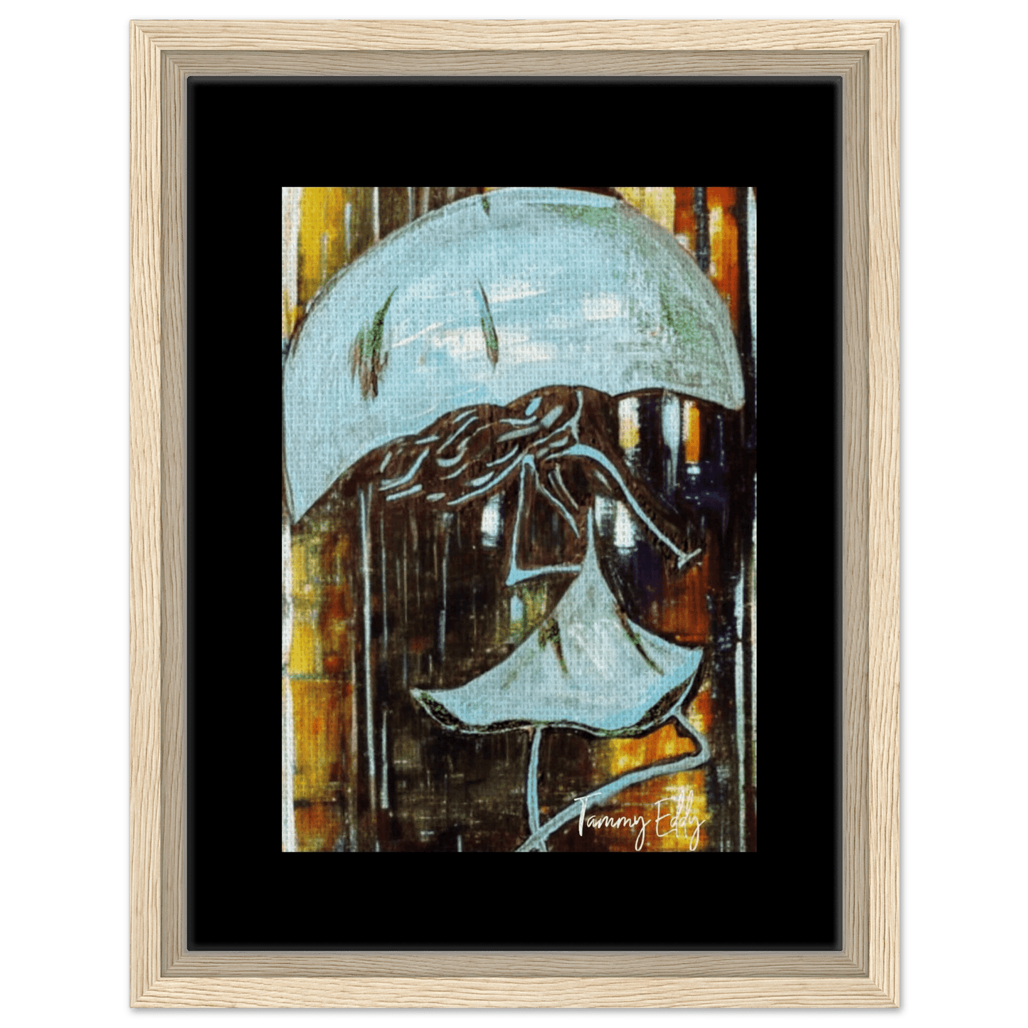 "Dancing in the Rain" Framed Canvas Print - T.Eddy’s Art Studio