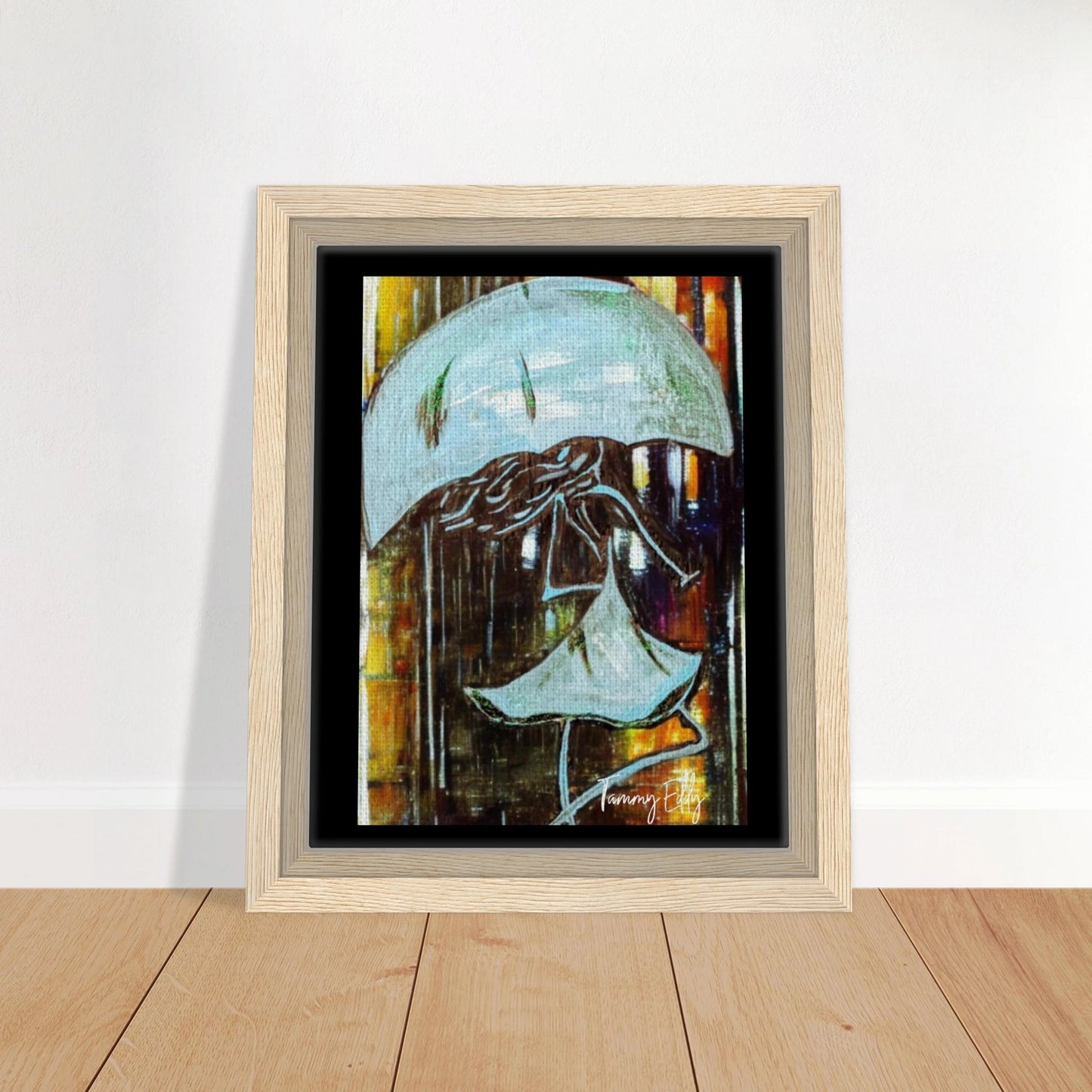 "Dancing in the Rain" Framed Canvas Print - T.Eddy’s Art Studio