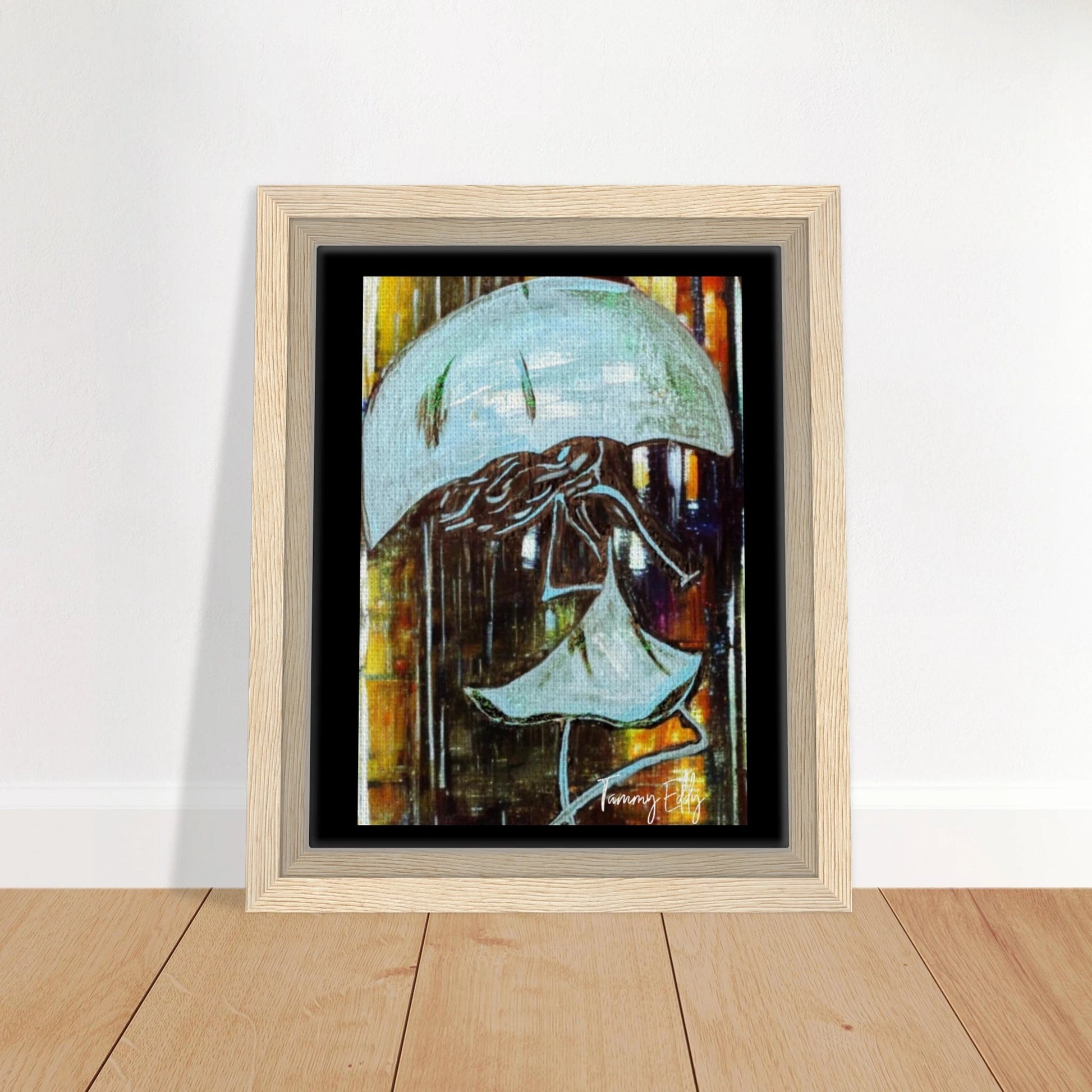 "Dancing in the Rain" Framed Canvas Print - T.Eddy’s Art Studio