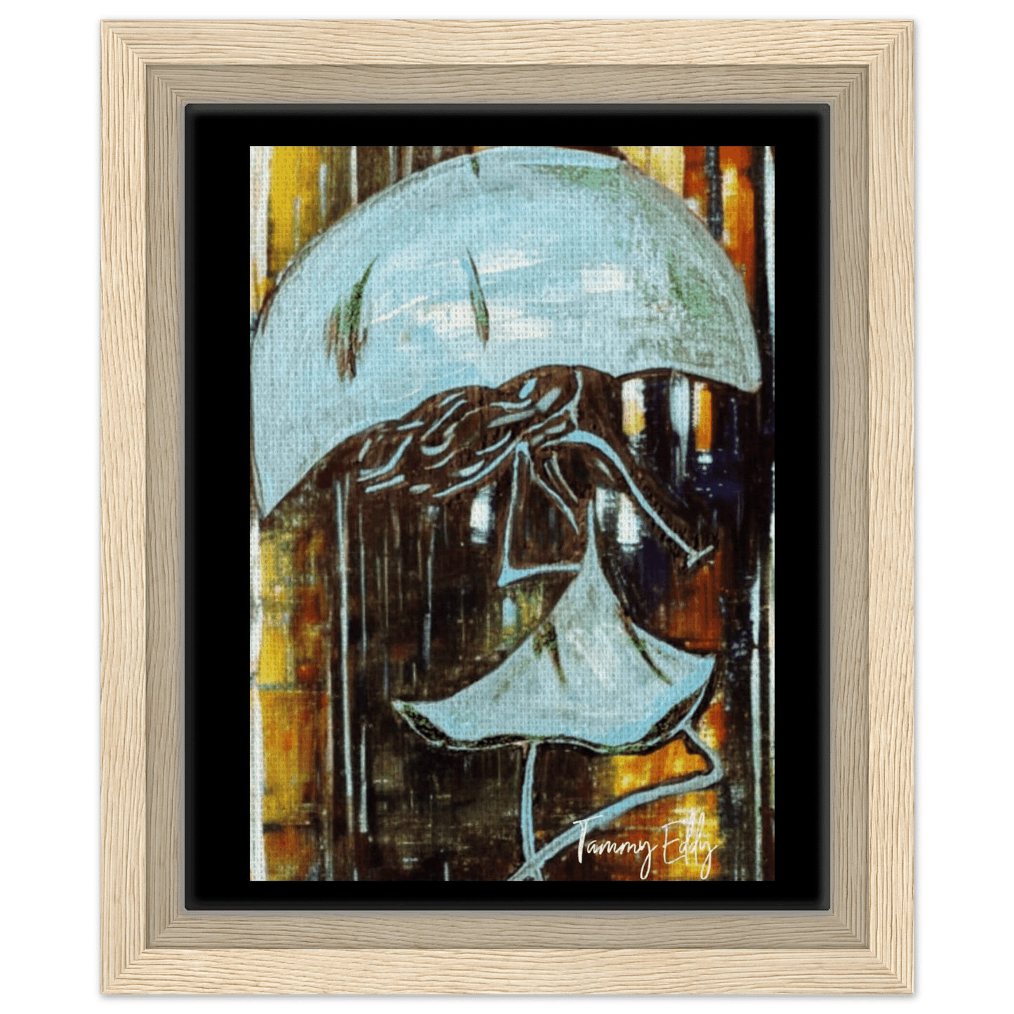 "Dancing in the Rain" Framed Canvas Print - T.Eddy’s Art Studio