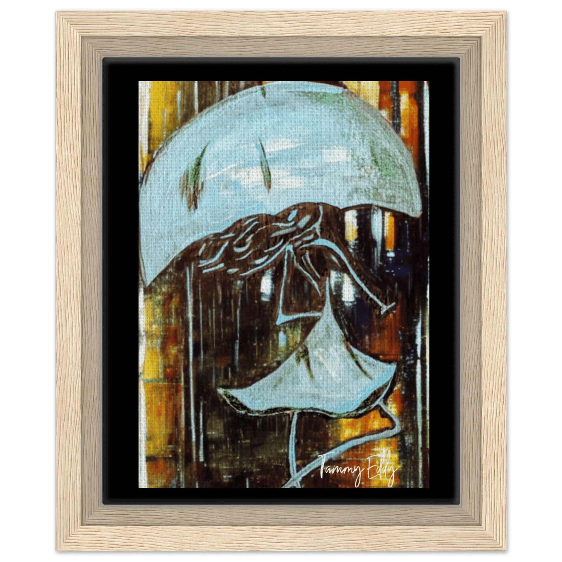 "Dancing in the Rain" Framed Canvas Print - T.Eddy’s Art Studio