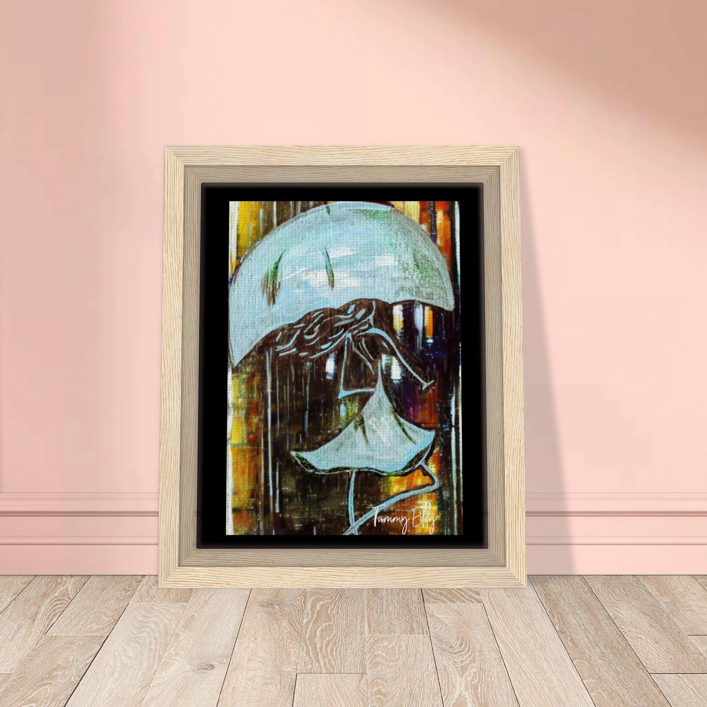 "Dancing in the Rain" Framed Canvas Print - T.Eddy’s Art Studio