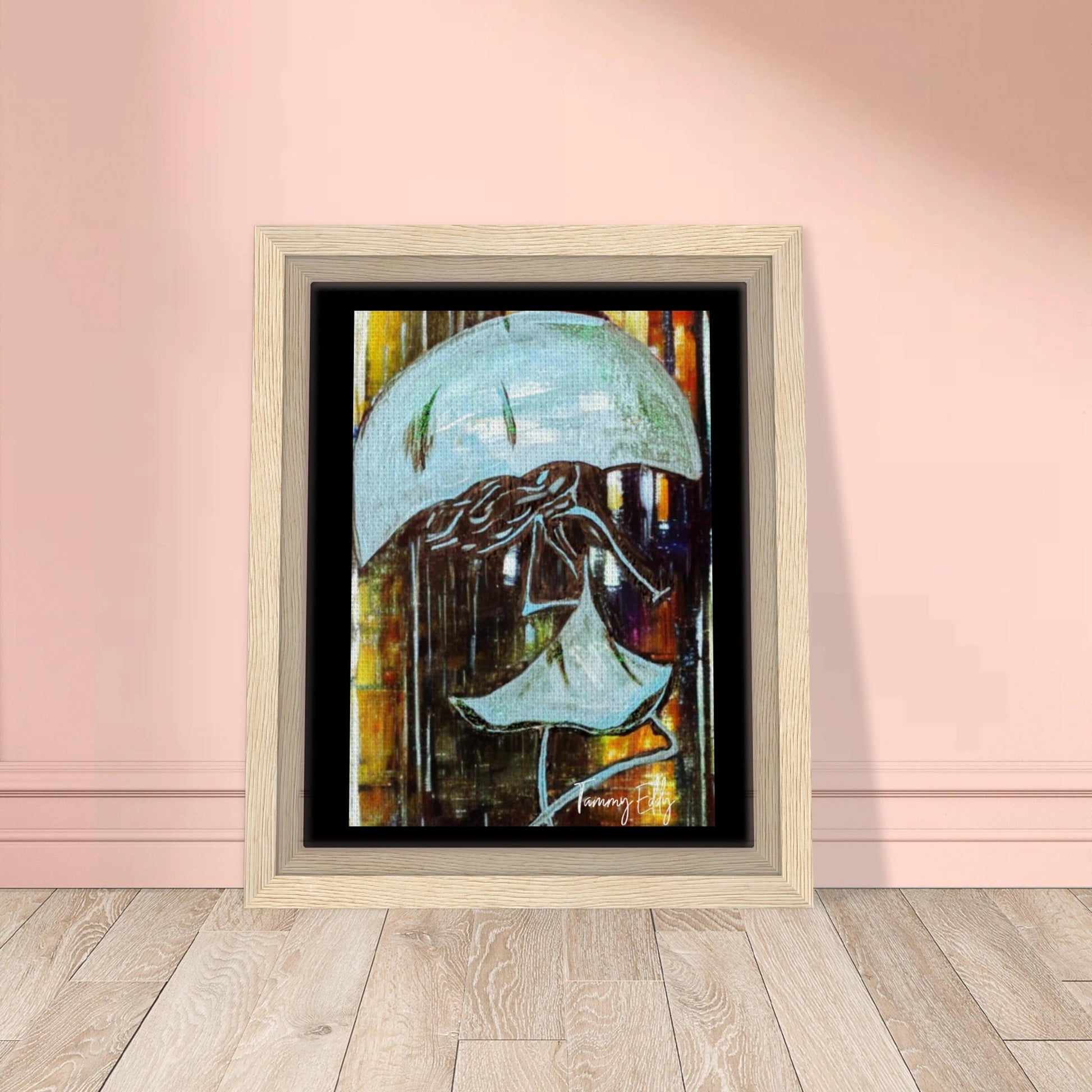 "Dancing in the Rain" Framed Canvas Print - T.Eddy’s Art Studio