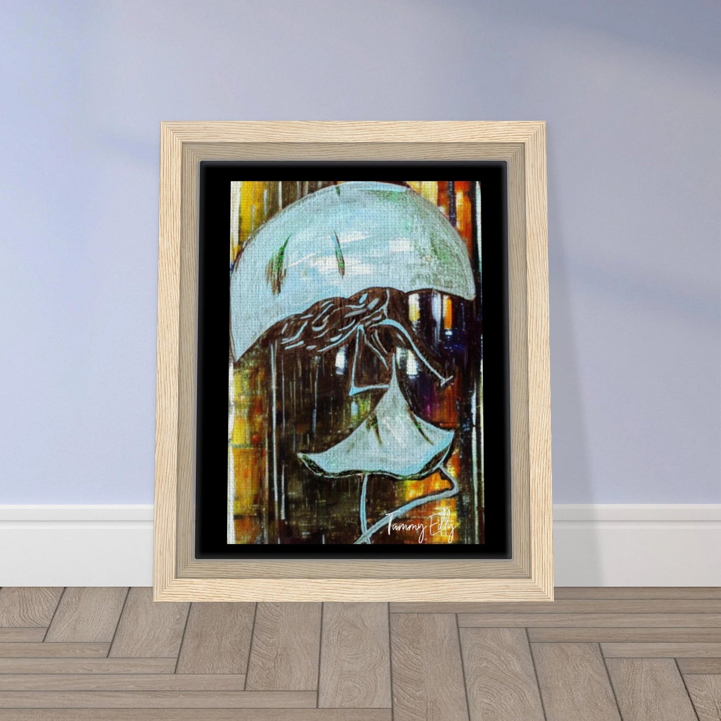 "Dancing in the Rain" Framed Canvas Print - T.Eddy’s Art Studio