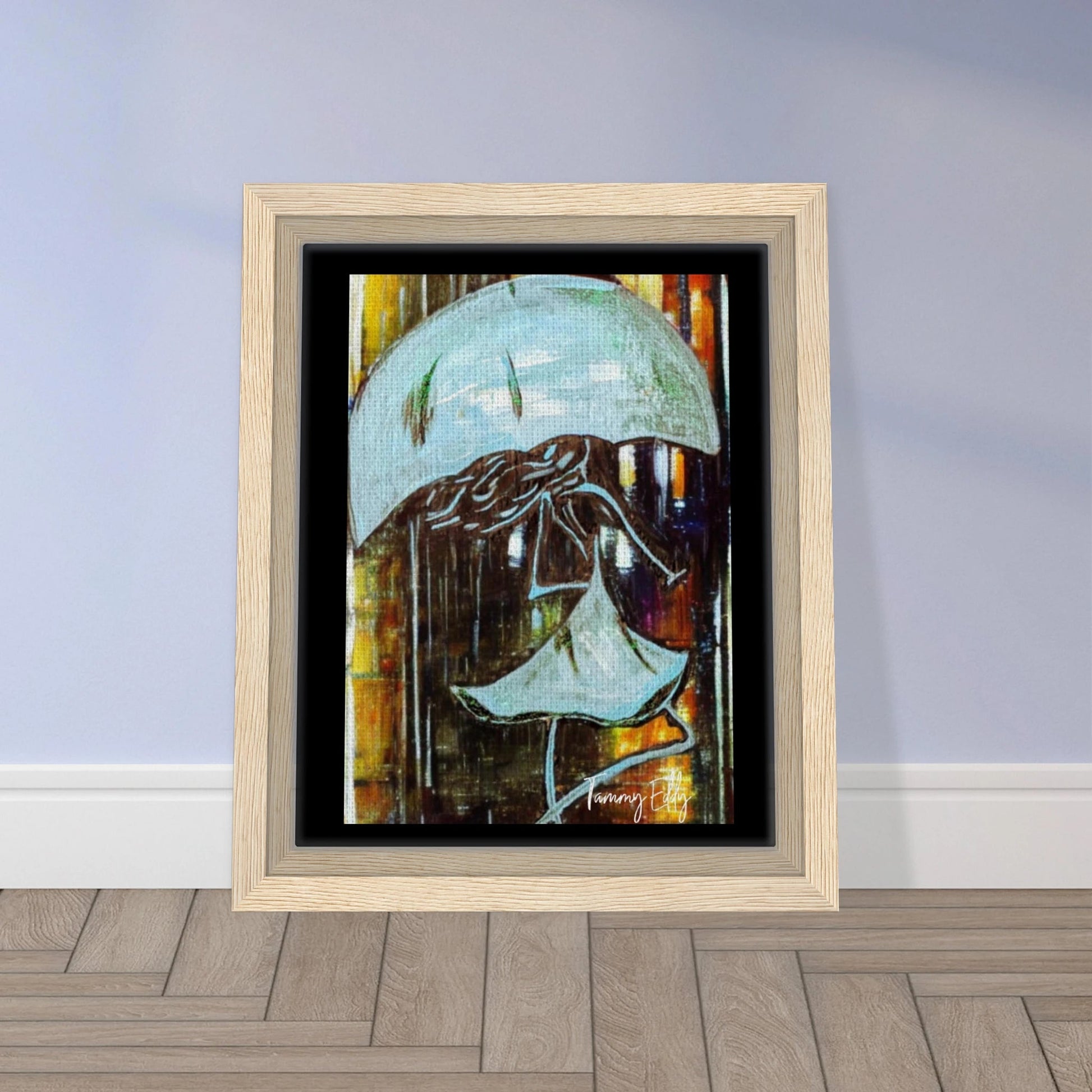 "Dancing in the Rain" Framed Canvas Print - T.Eddy’s Art Studio