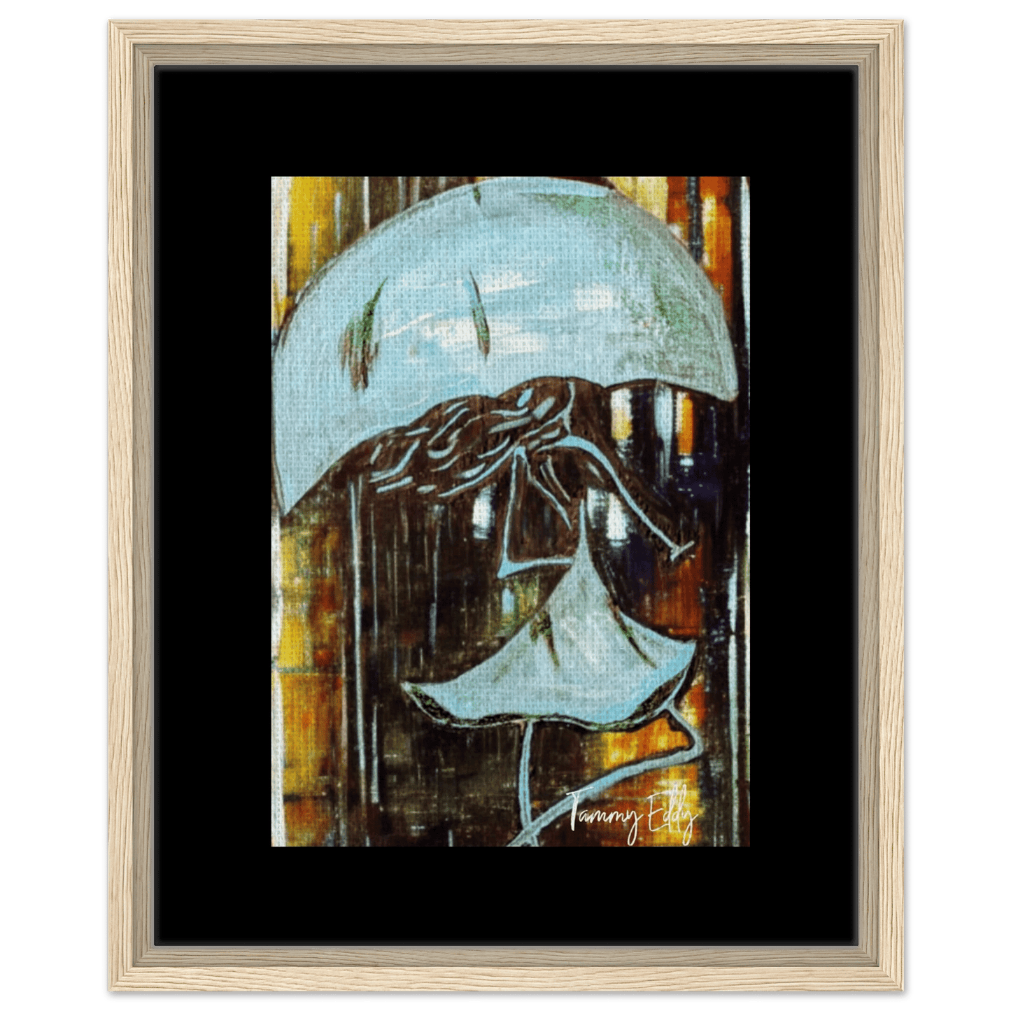 "Dancing in the Rain" Framed Canvas Print - T.Eddy’s Art Studio
