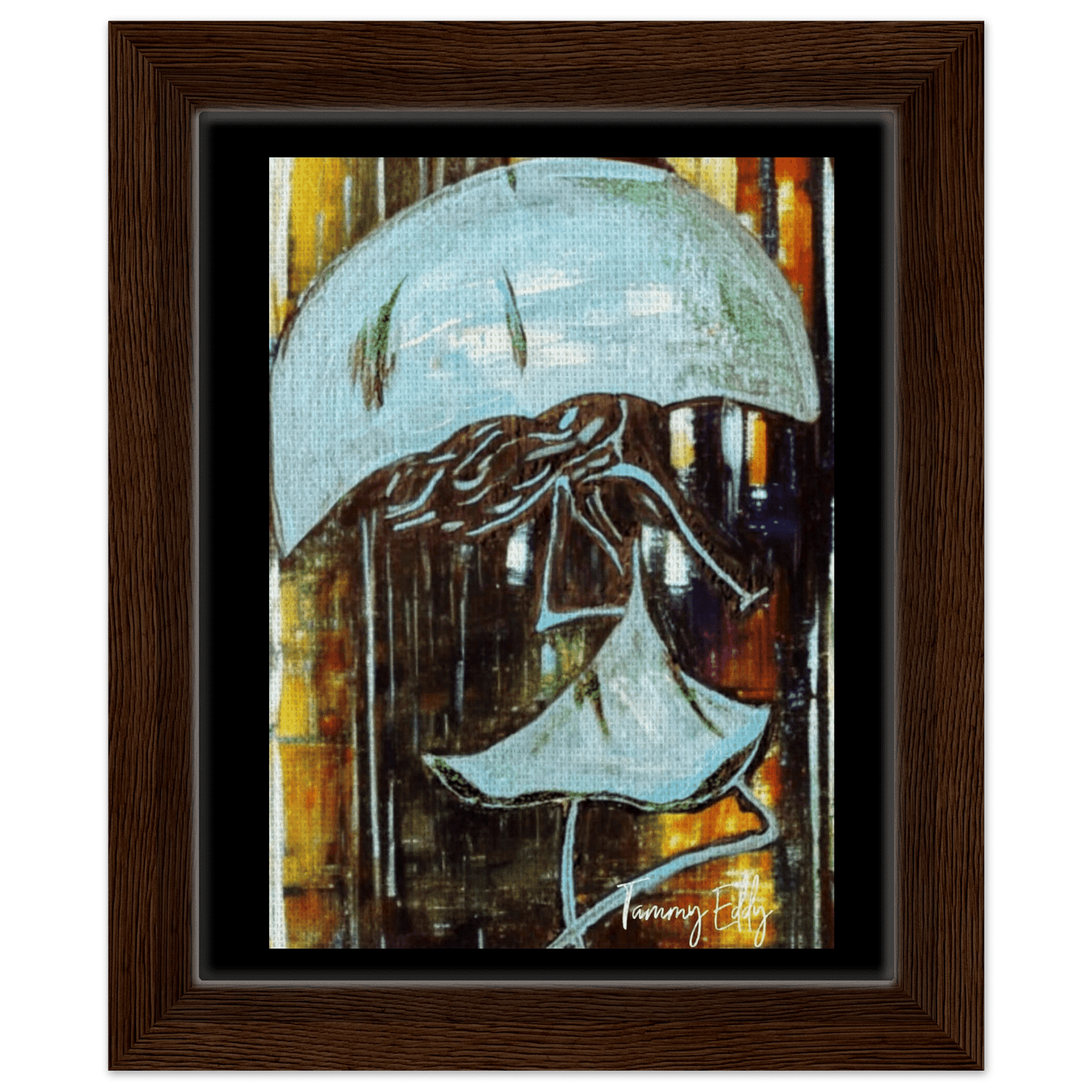 "Dancing in the Rain" Framed Canvas Print - T.Eddy’s Art Studio