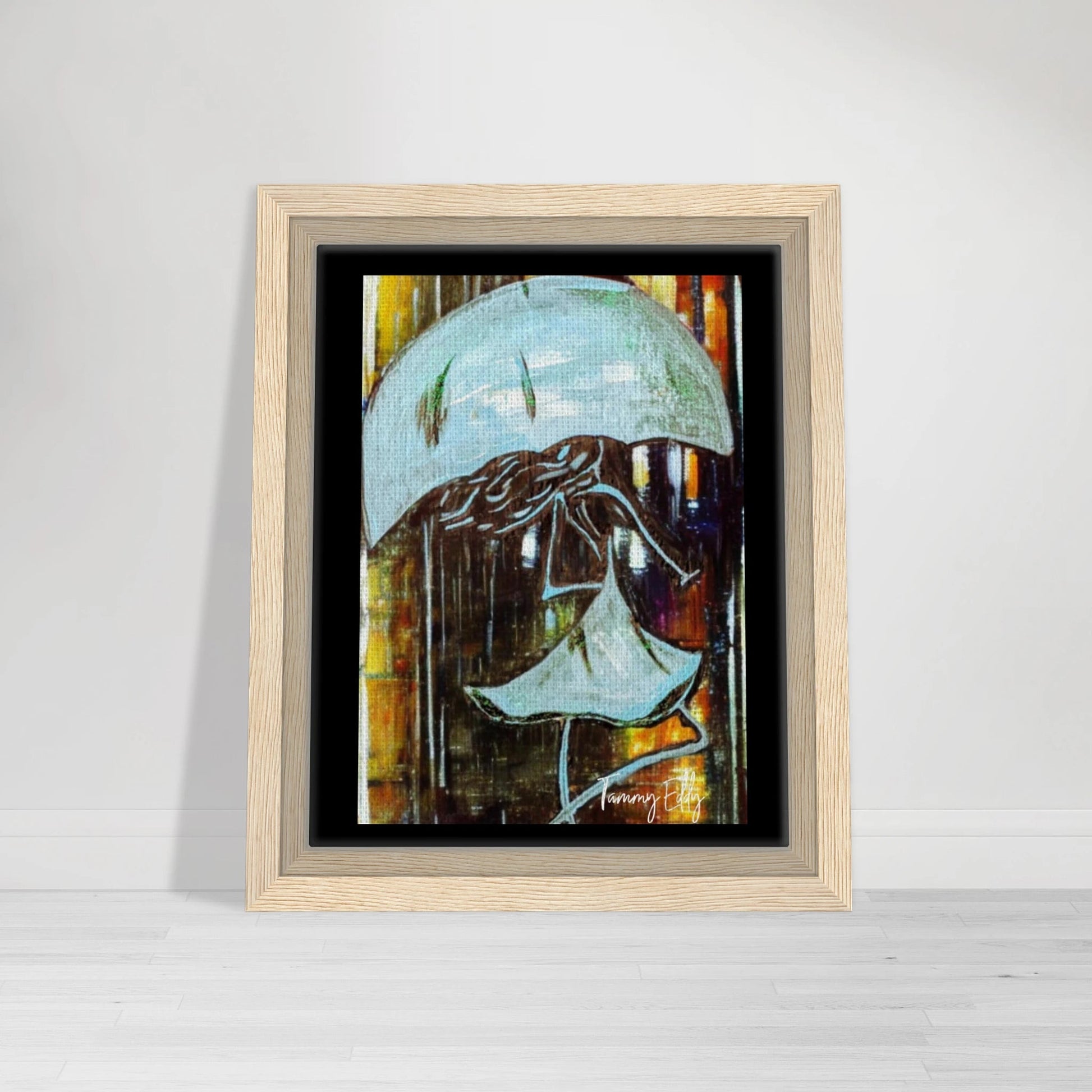 "Dancing in the Rain" Framed Canvas Print - T.Eddy’s Art Studio