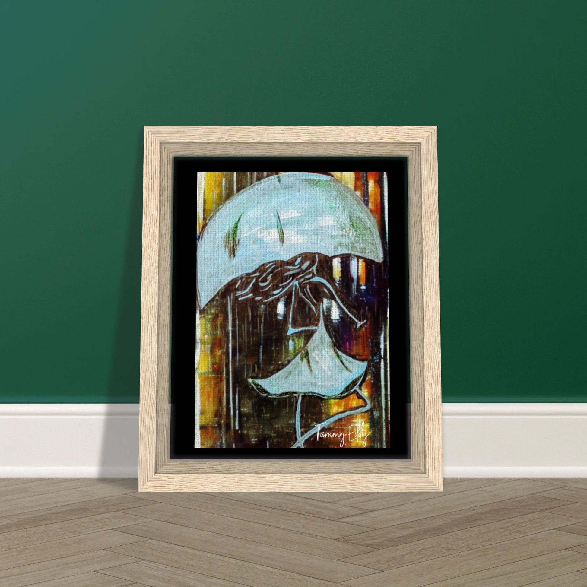 "Dancing in the Rain" Framed Canvas Print - T.Eddy’s Art Studio