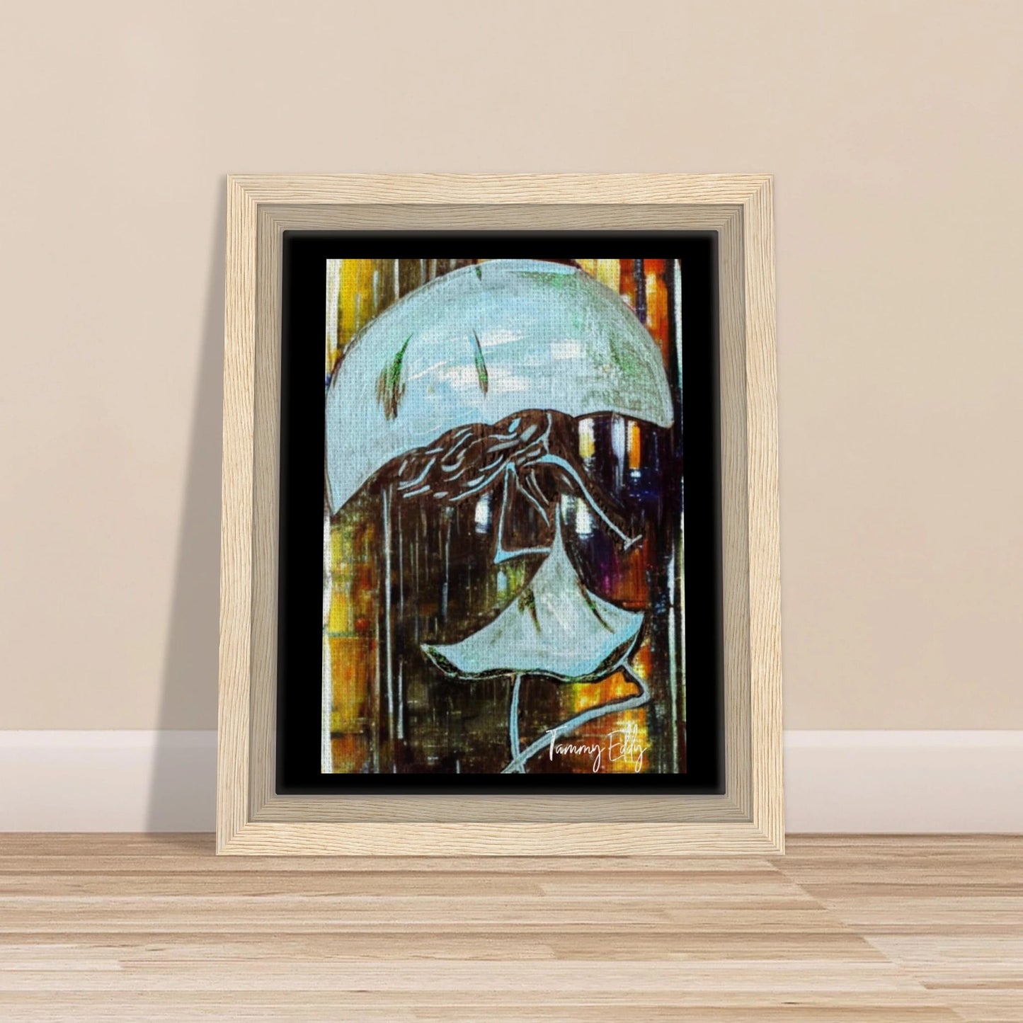 "Dancing in the Rain" Framed Canvas Print - T.Eddy’s Art Studio
