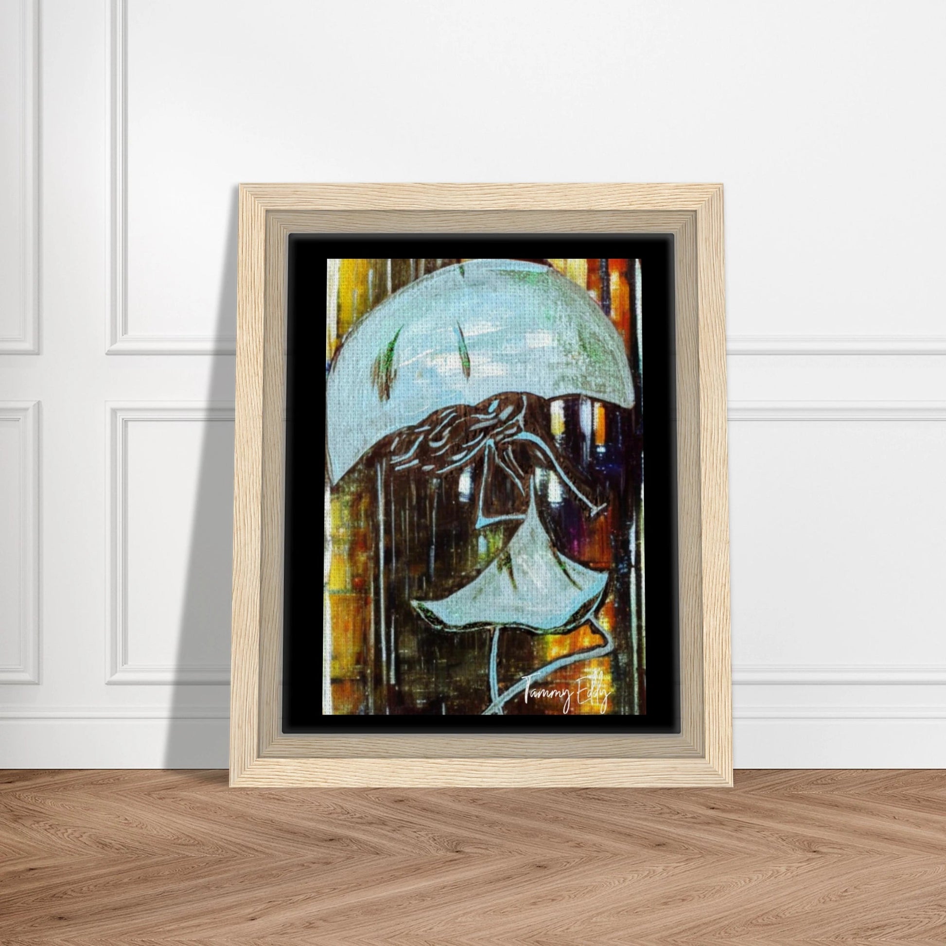 "Dancing in the Rain" Framed Canvas Print - T.Eddy’s Art Studio