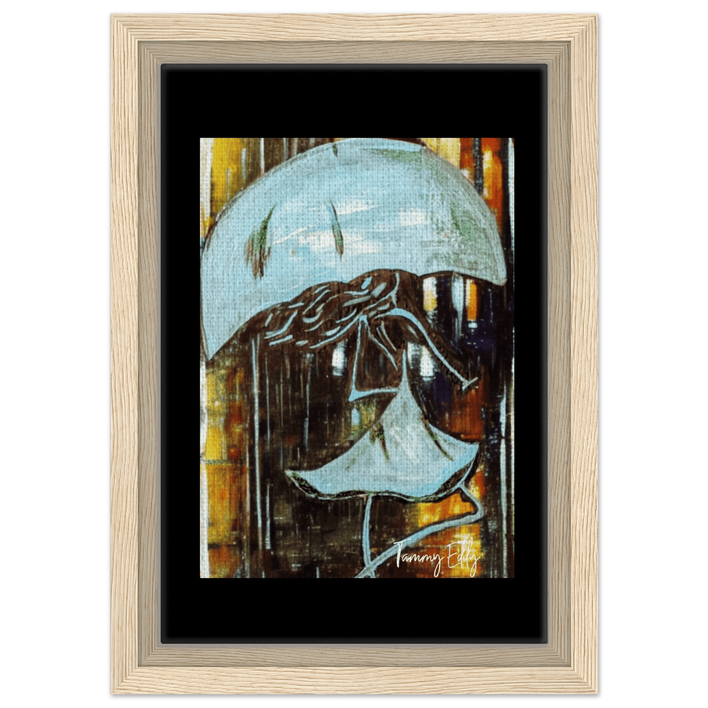 "Dancing in the Rain" Framed Canvas Print - T.Eddy’s Art Studio