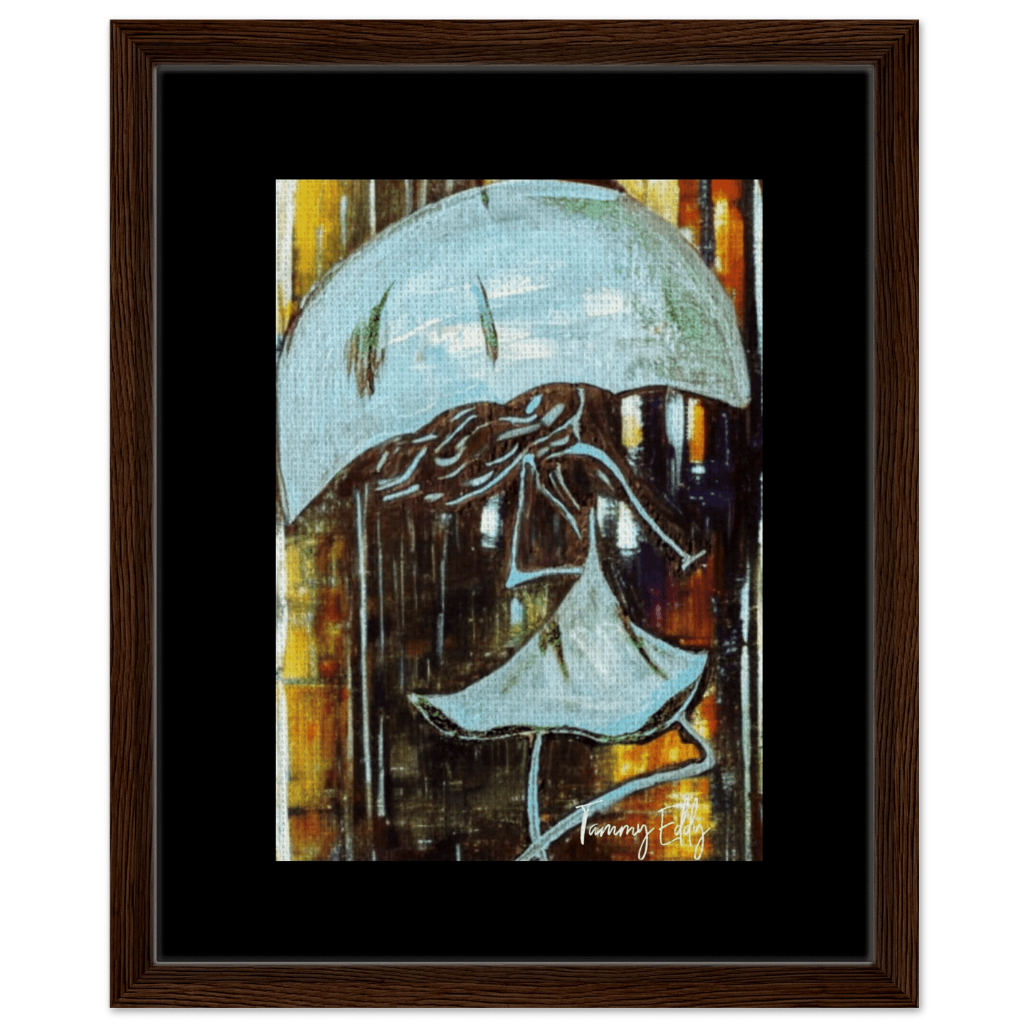 "Dancing in the Rain" Framed Canvas Print - T.Eddy’s Art Studio