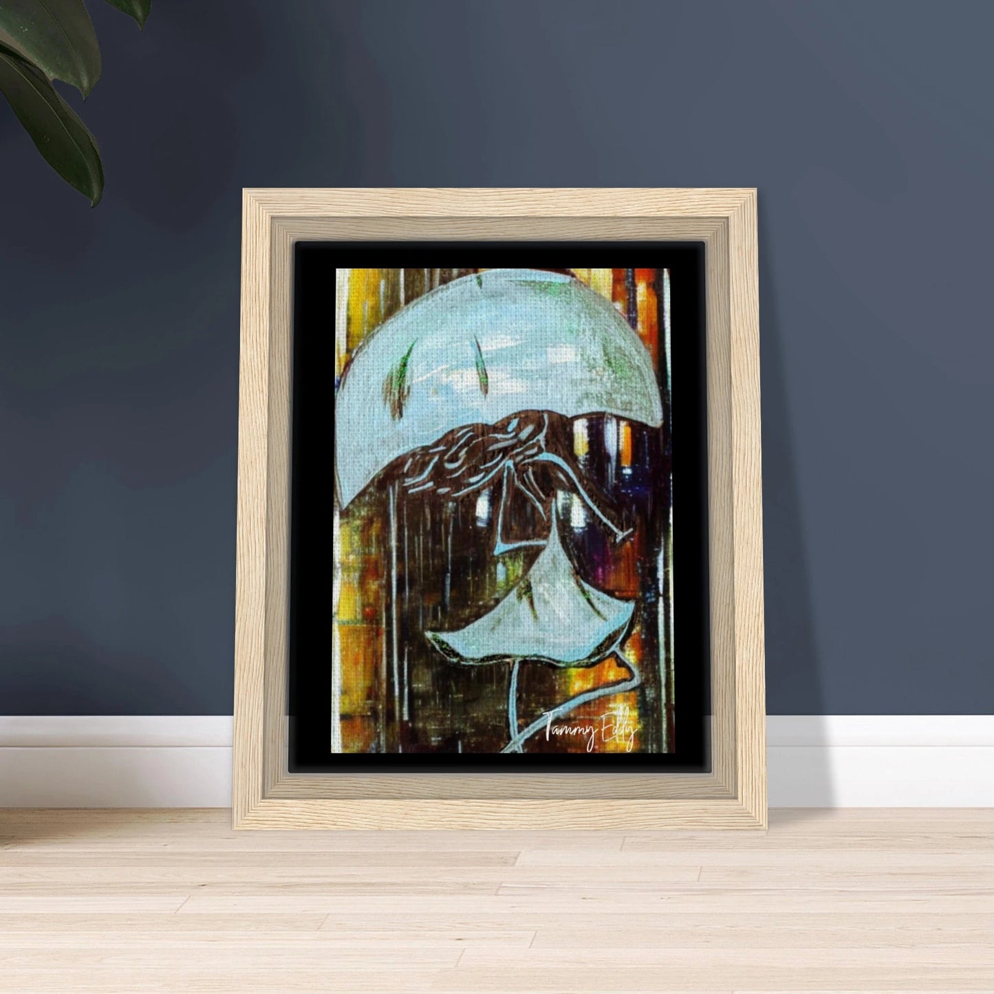 "Dancing in the Rain" Framed Canvas Print - T.Eddy’s Art Studio