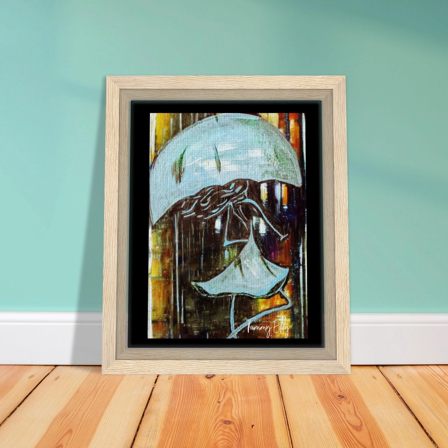 "Dancing in the Rain" Framed Canvas Print - T.Eddy’s Art Studio