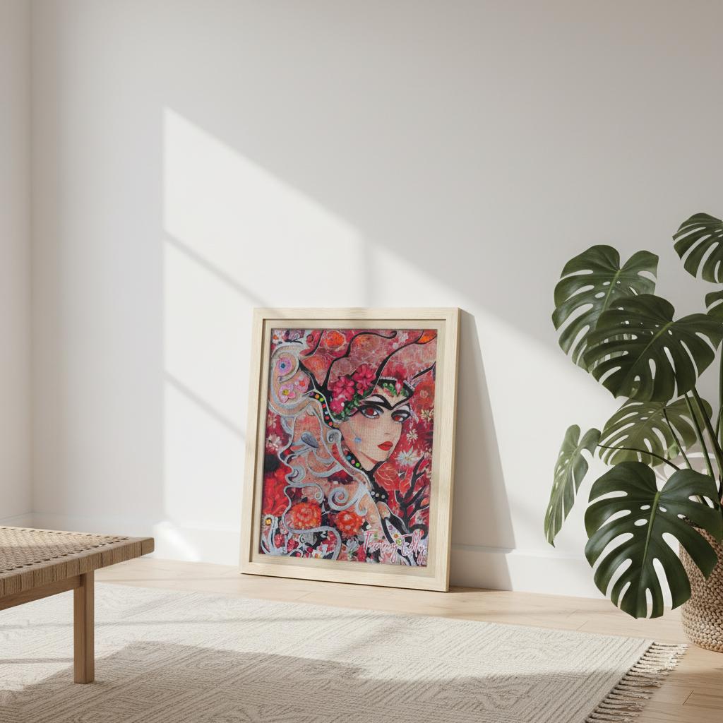 "Flora's Gaze" Framed Canvas Print - T.Eddy’s Art Studio