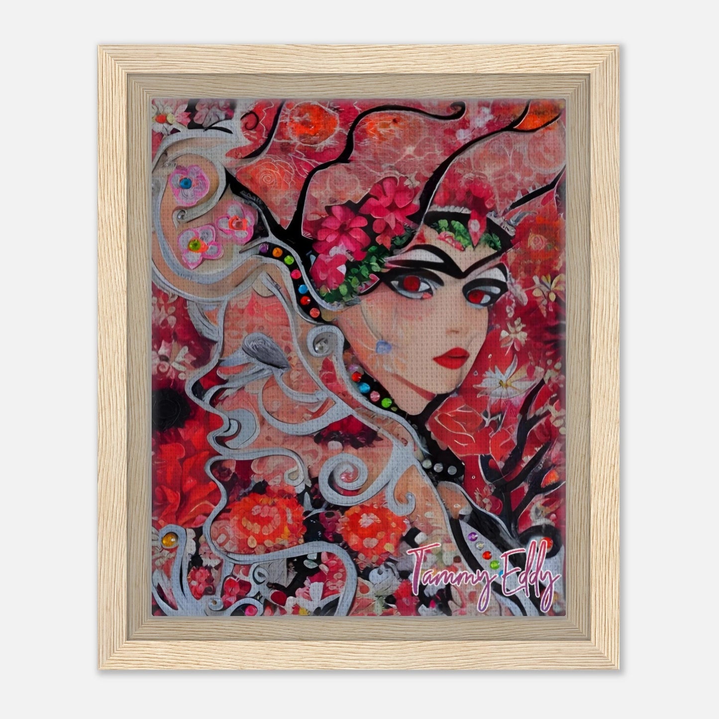 "Flora's Gaze" Framed Canvas Print - T.Eddy’s Art Studio