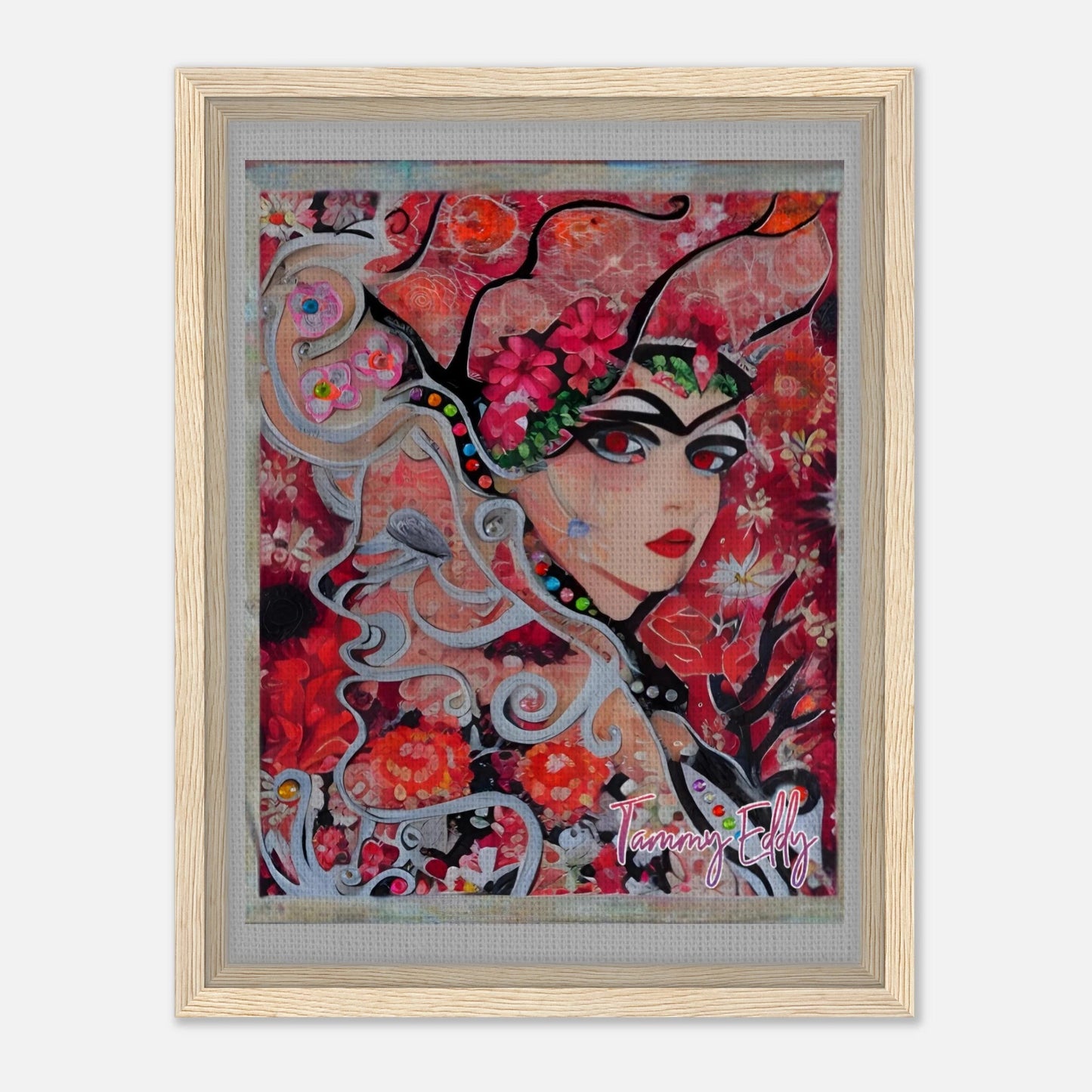 "Flora's Gaze" Framed Canvas Print - T.Eddy’s Art Studio