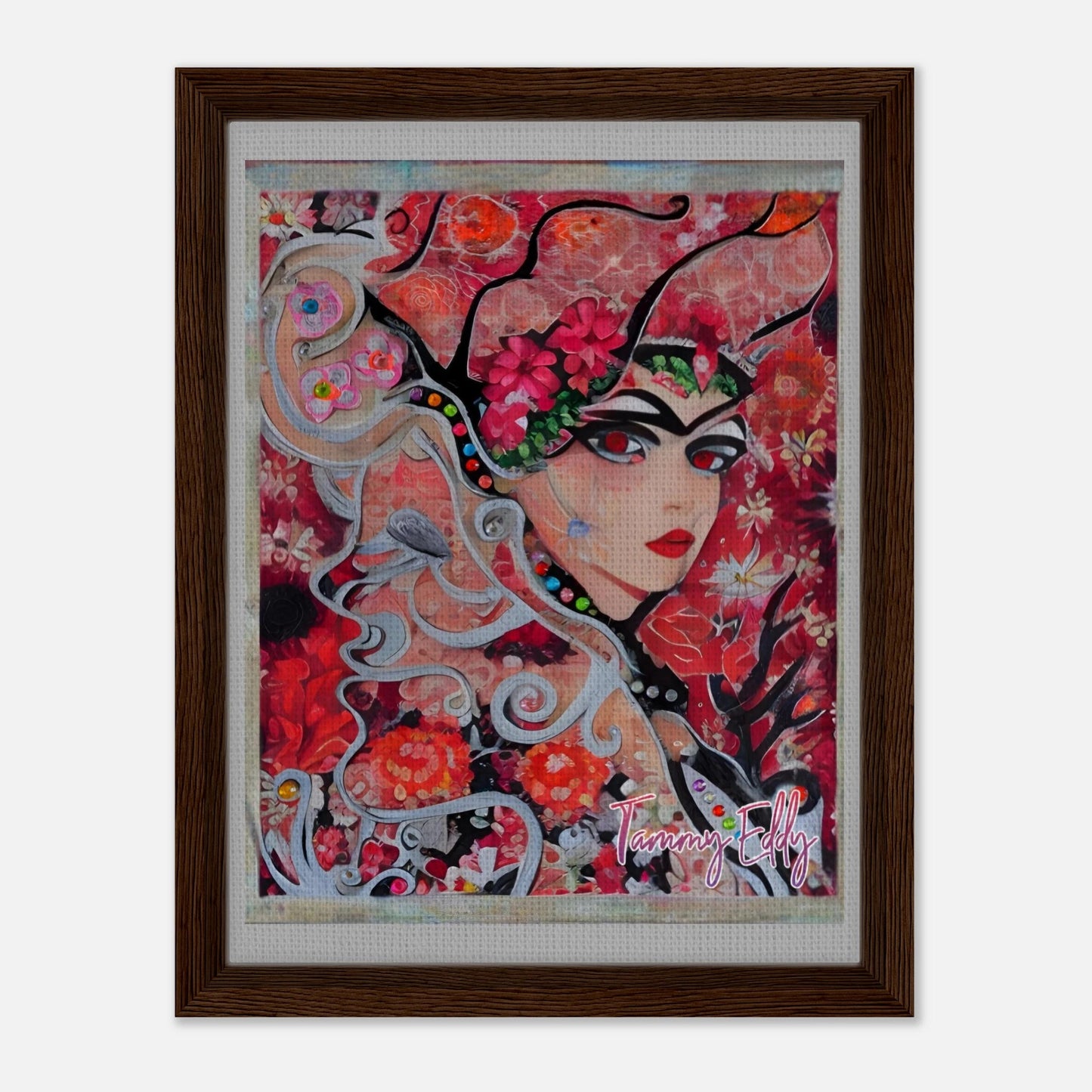 "Flora's Gaze" Framed Canvas Print - T.Eddy’s Art Studio