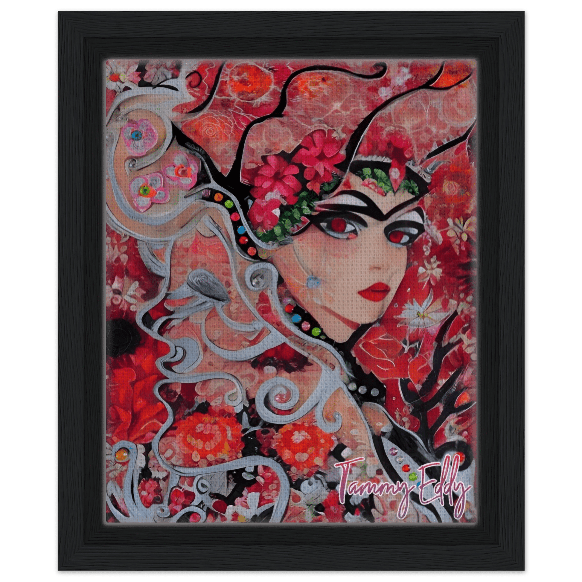 "Flora's Gaze" Framed Canvas Print - T.Eddy’s Art Studio