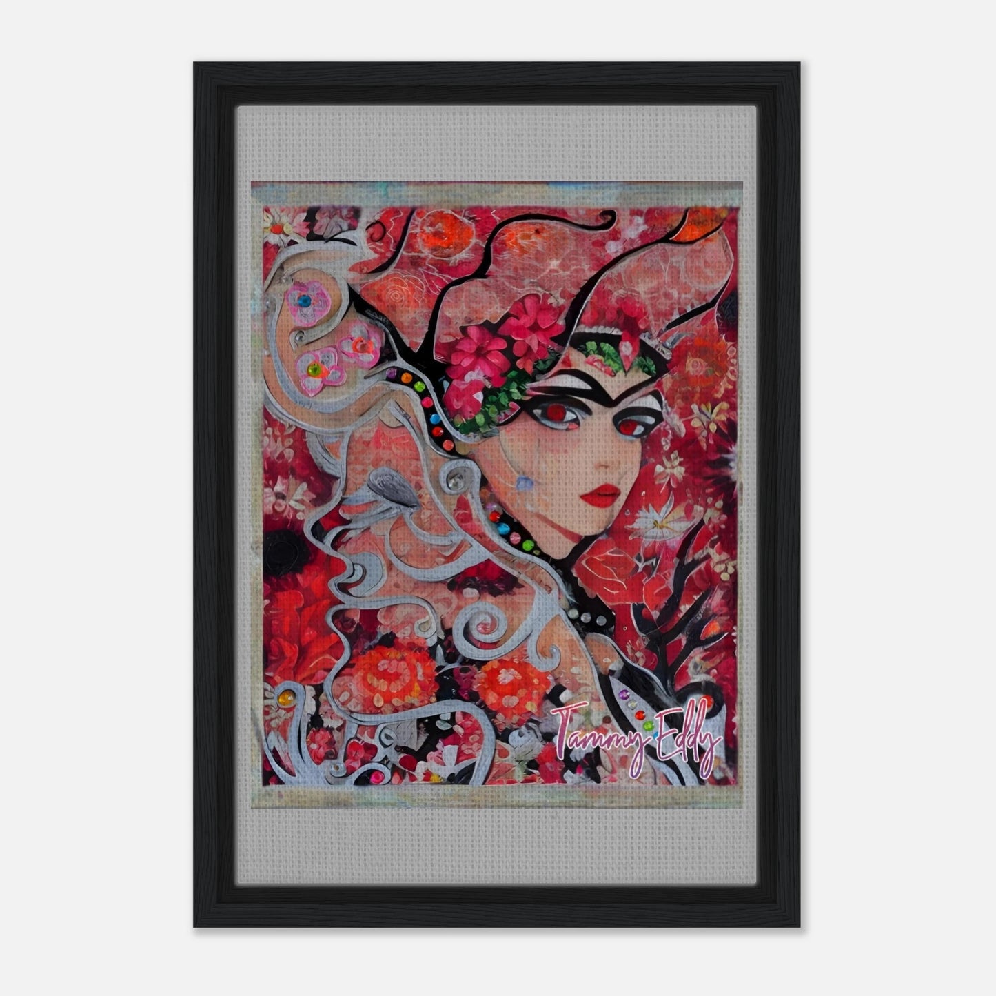 "Flora's Gaze" Framed Canvas Print - T.Eddy’s Art Studio