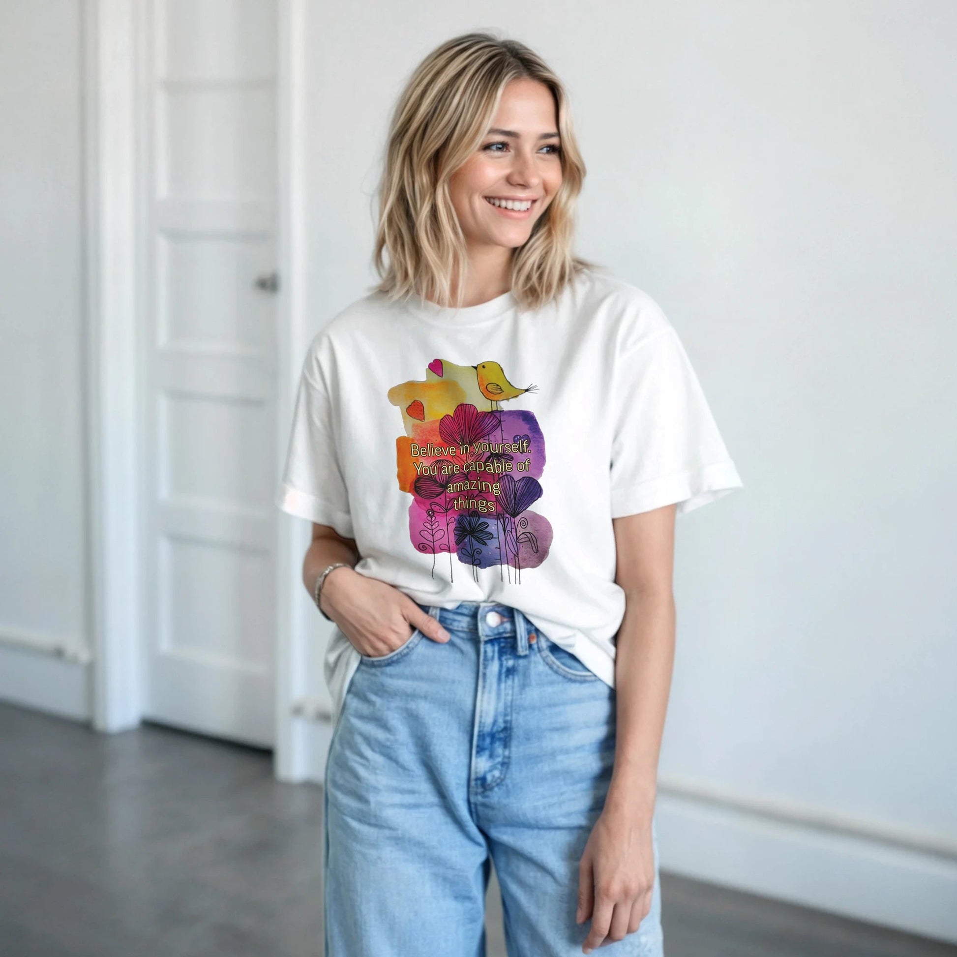 Heavyweight Unisex Crewneck T-shirt | Gildan® 5000 White - T.Eddy’s Art Studio