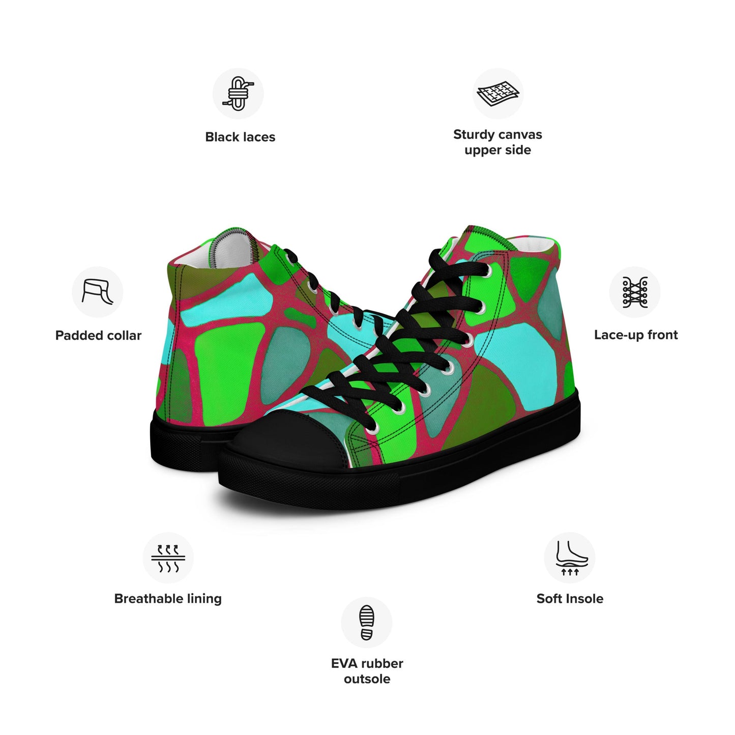 High Top Canvas Men's Sneakers - T.Eddy’s Art Studio
