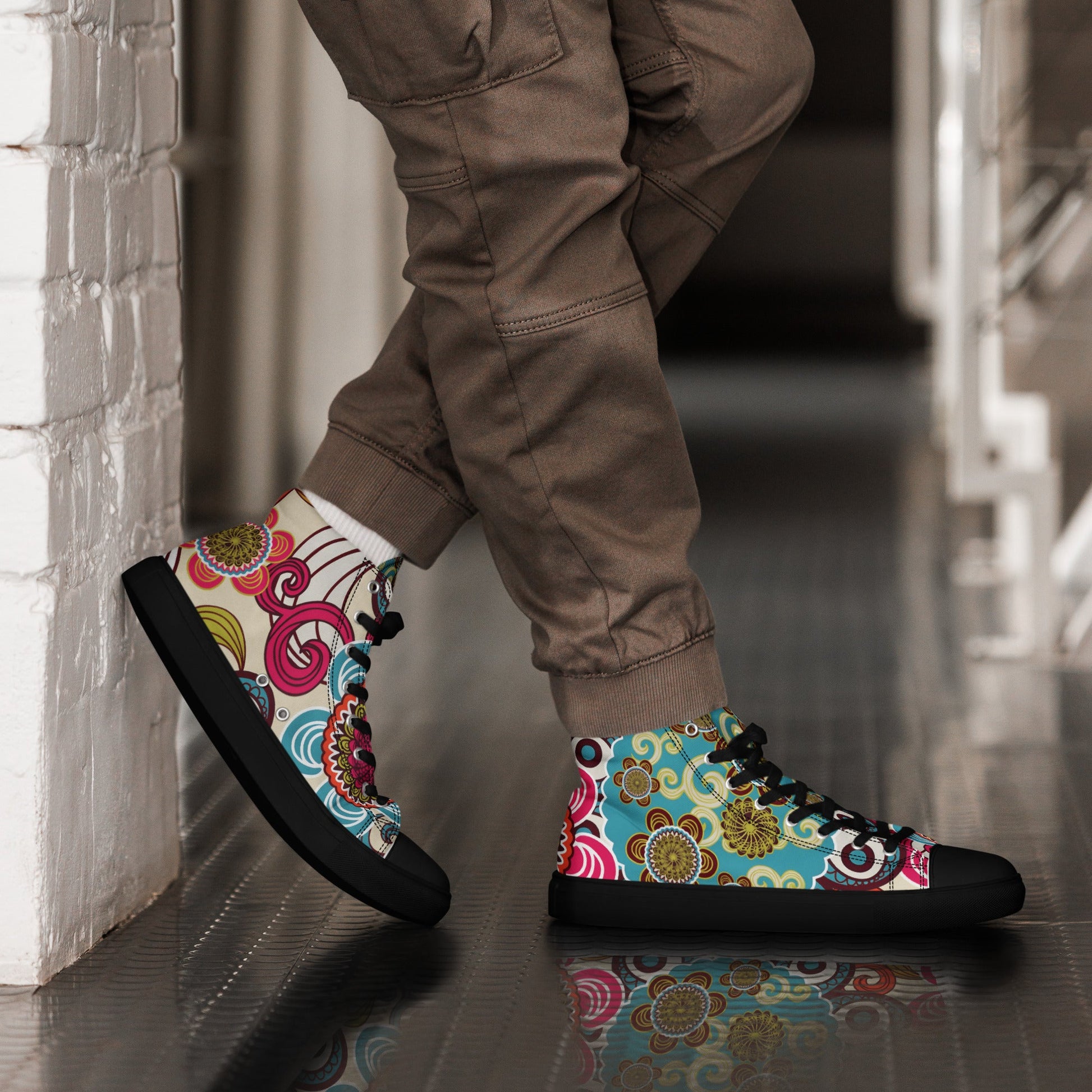 Men’s high top canvas shoes - T.Eddy’s Art Studio