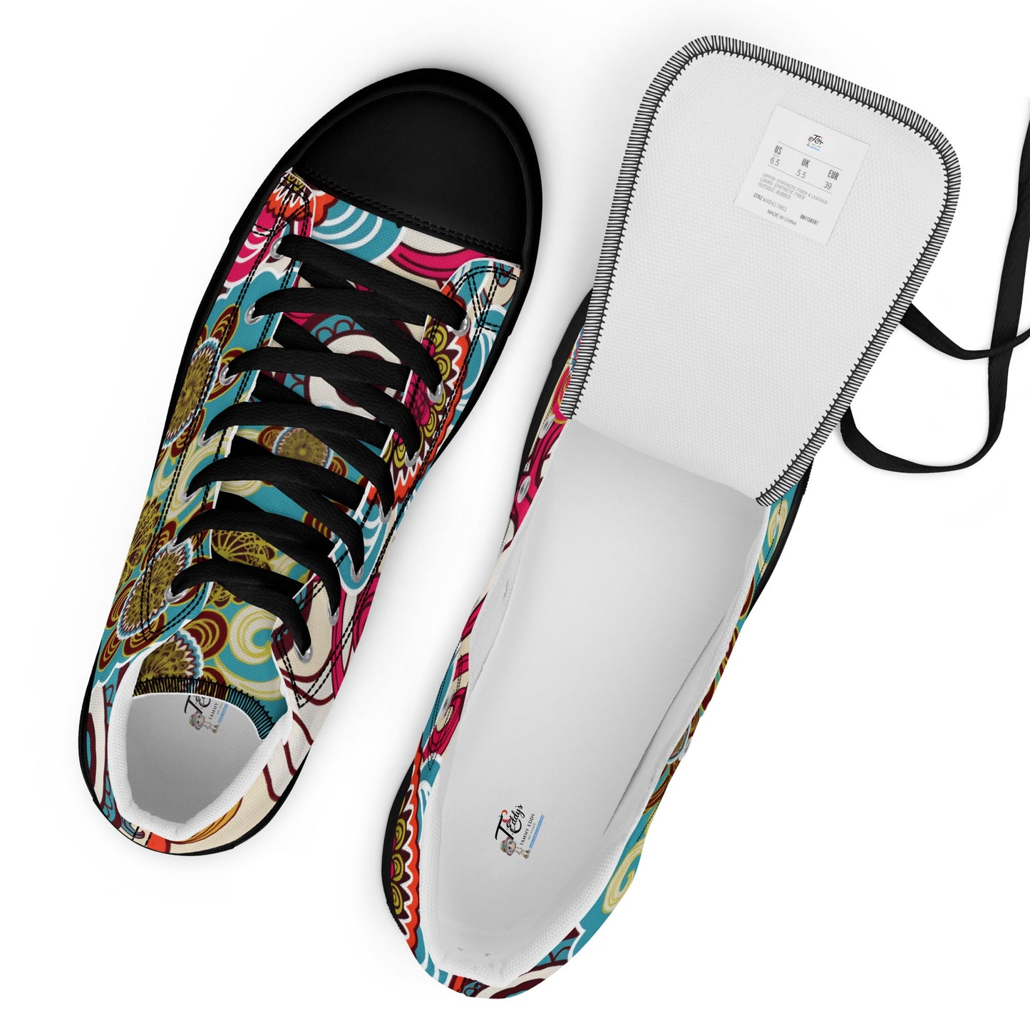 Men’s high top canvas shoes - T.Eddy’s Art Studio