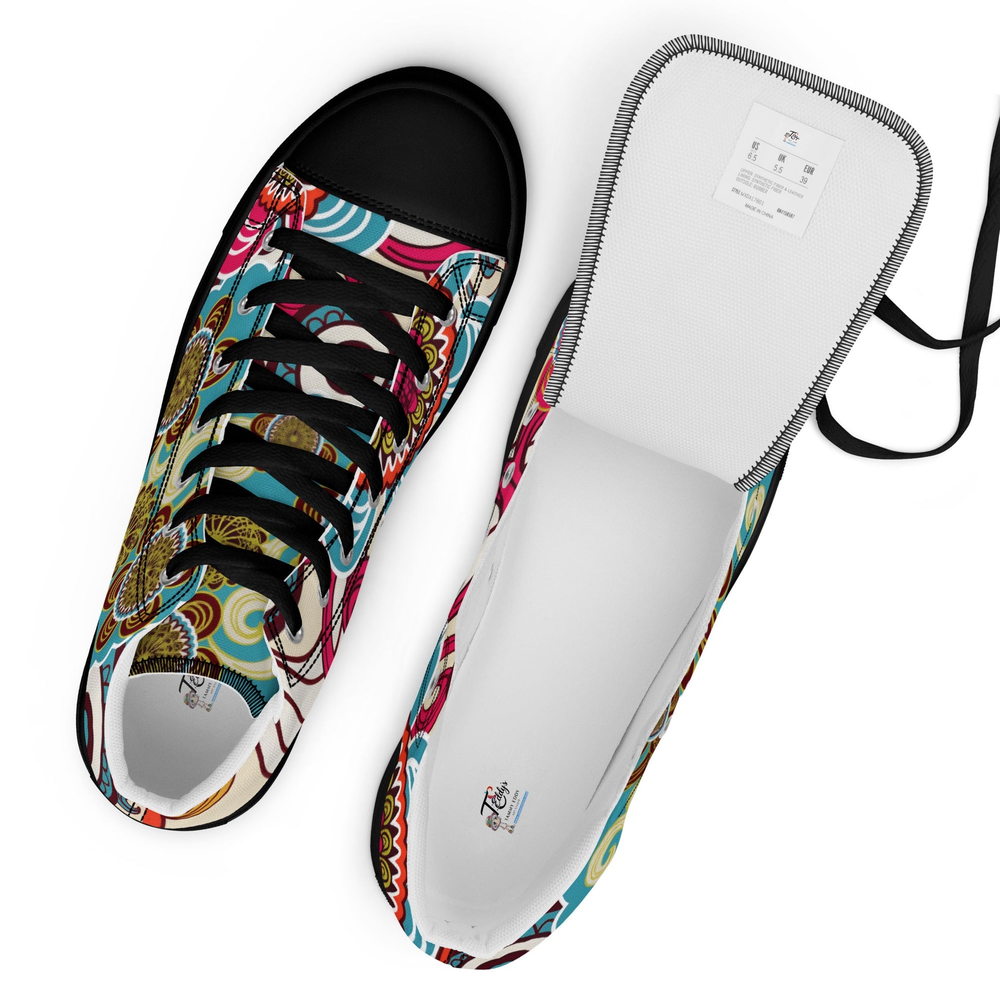 Men’s high top canvas shoes - T.Eddy’s Art Studio