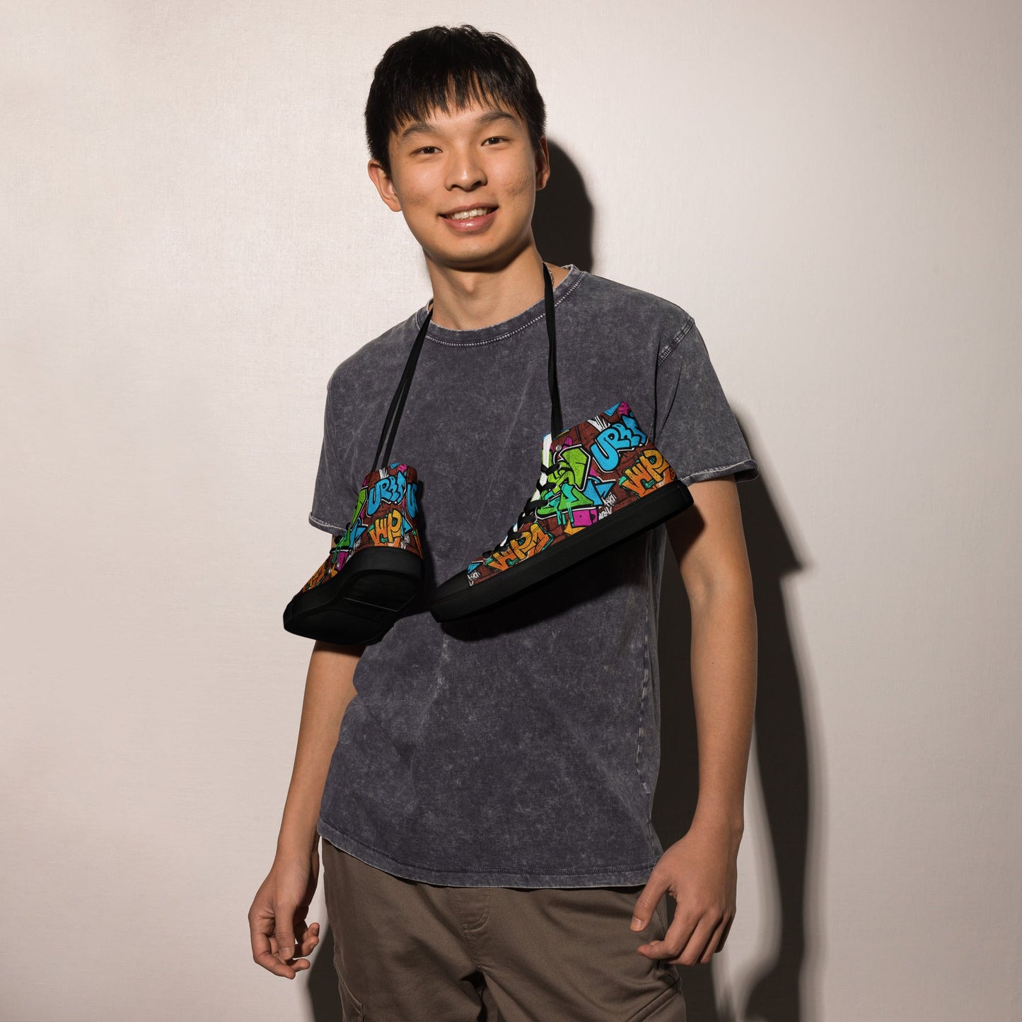 Men’s high top canvas shoes - T.Eddy’s Art Studio