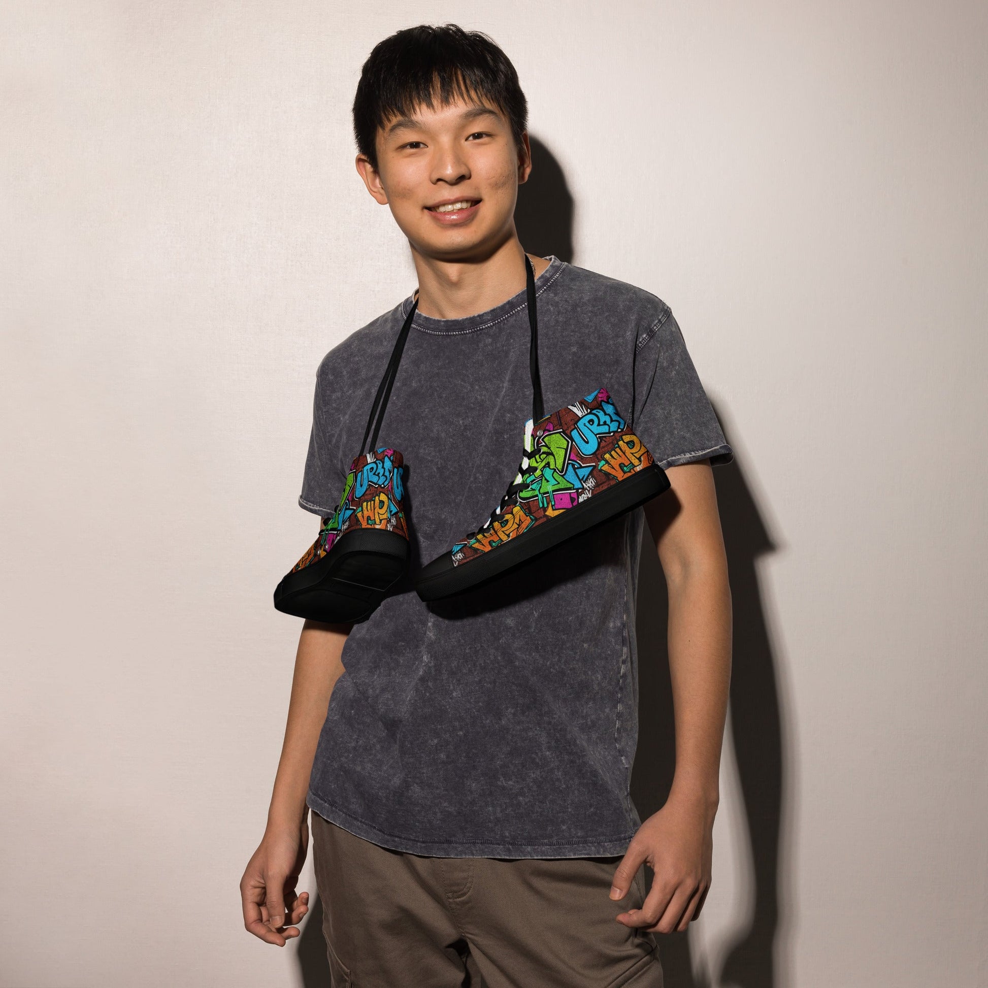 Men’s high top canvas shoes - T.Eddy’s Art Studio