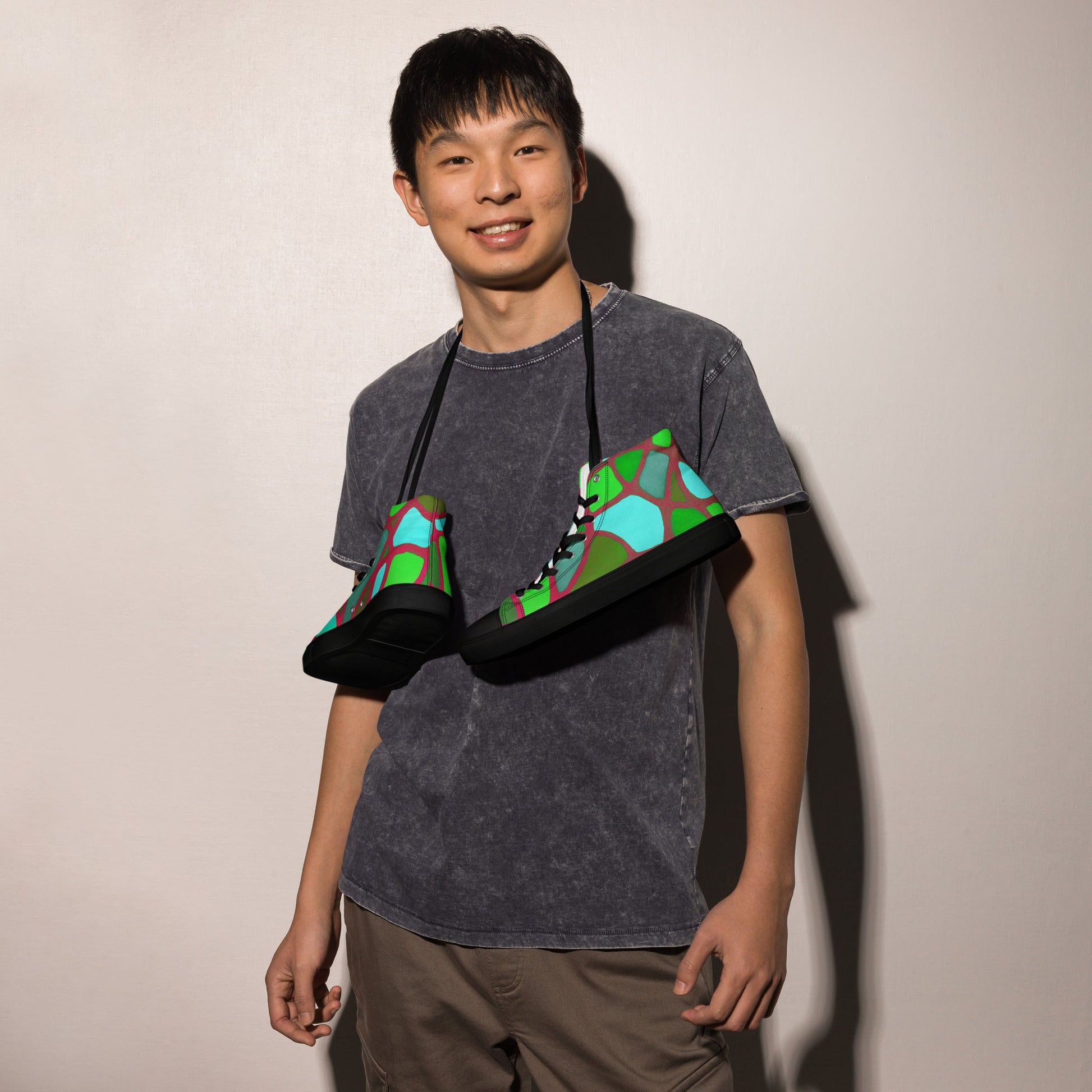 Men’s high top canvas shoes - T.Eddy’s Art Studio