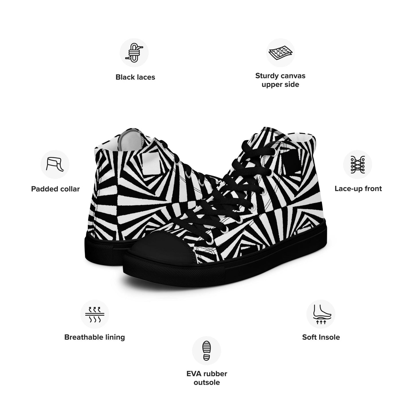 Men’s high top canvas shoes - T.Eddy’s Art Studio