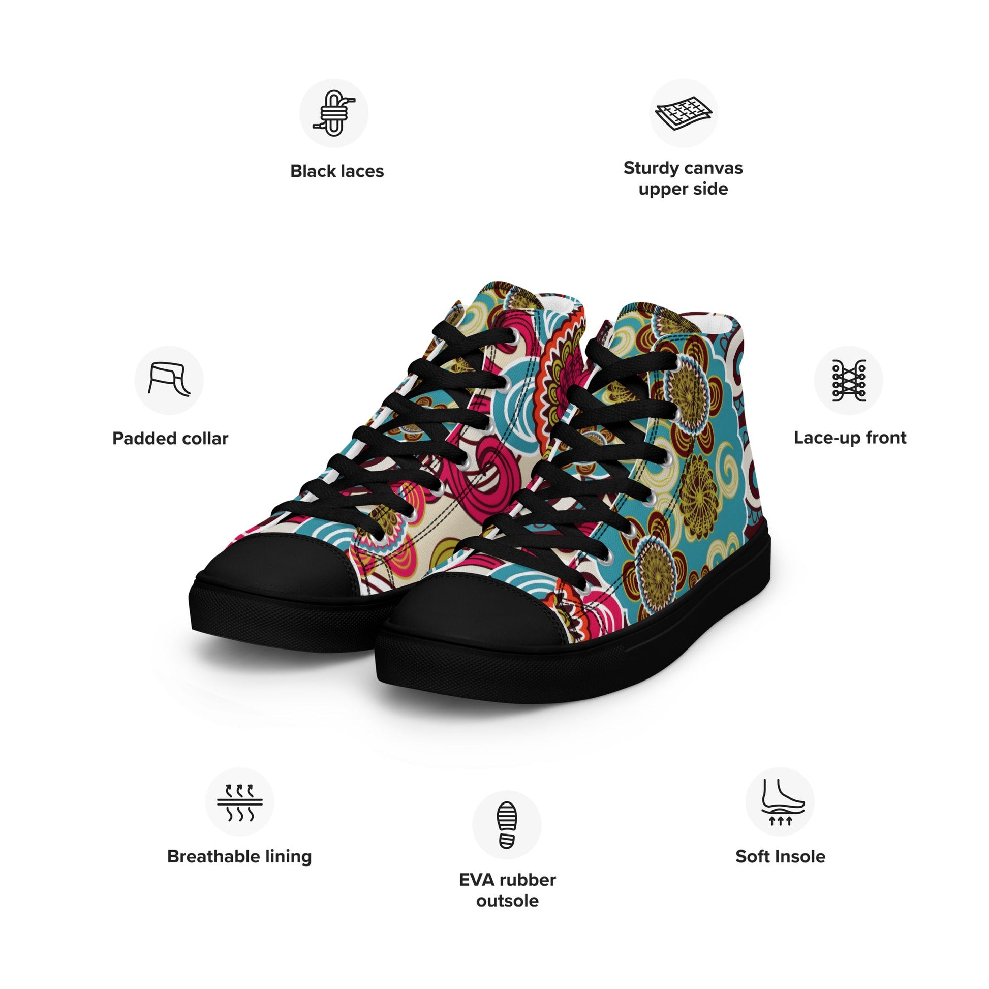 Men’s high top canvas shoes - T.Eddy’s Art Studio