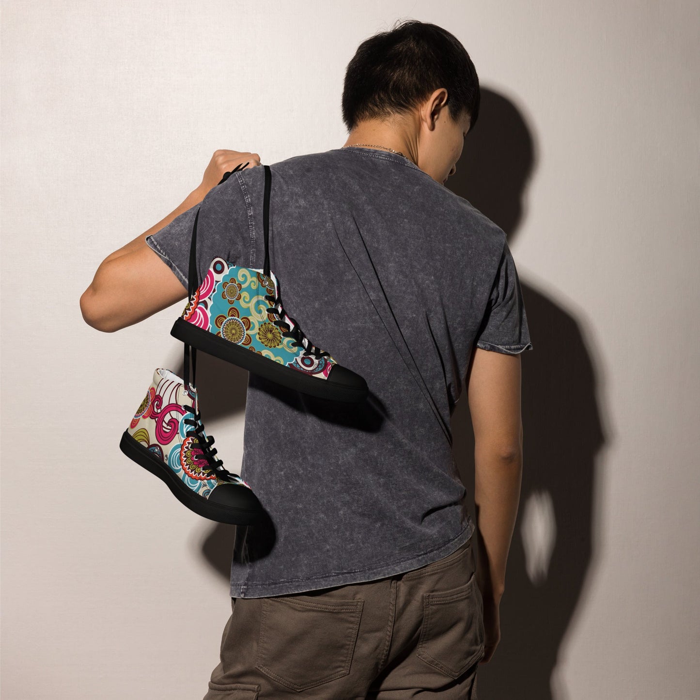 Men’s high top canvas shoes - T.Eddy’s Art Studio