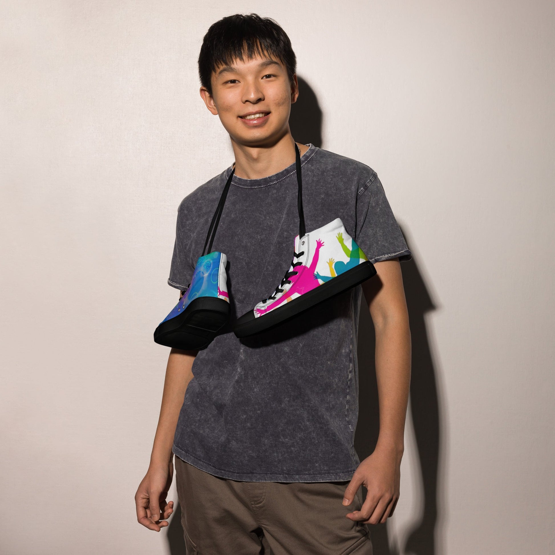 Men’s high top canvas shoes - T.Eddy’s Art Studio