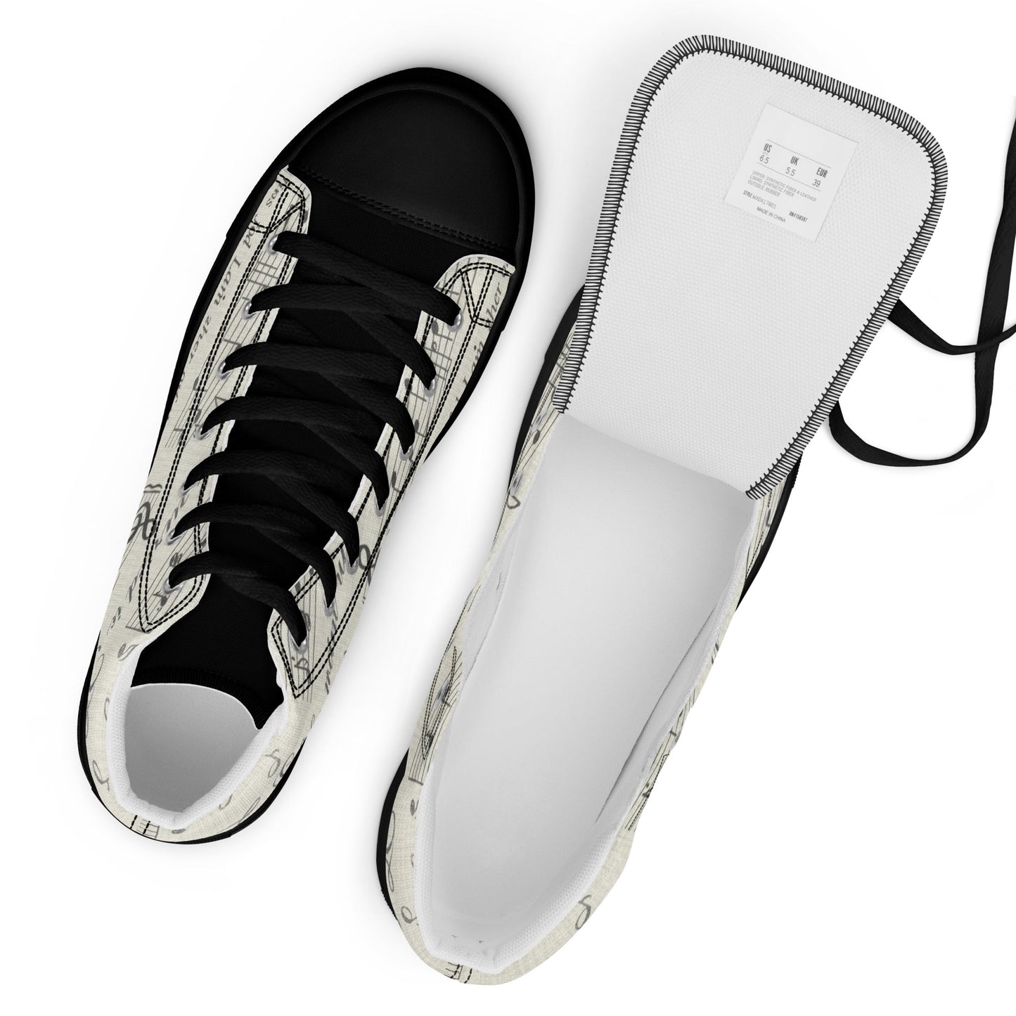 Men’s high top canvas shoes - T.Eddy’s Art Studio