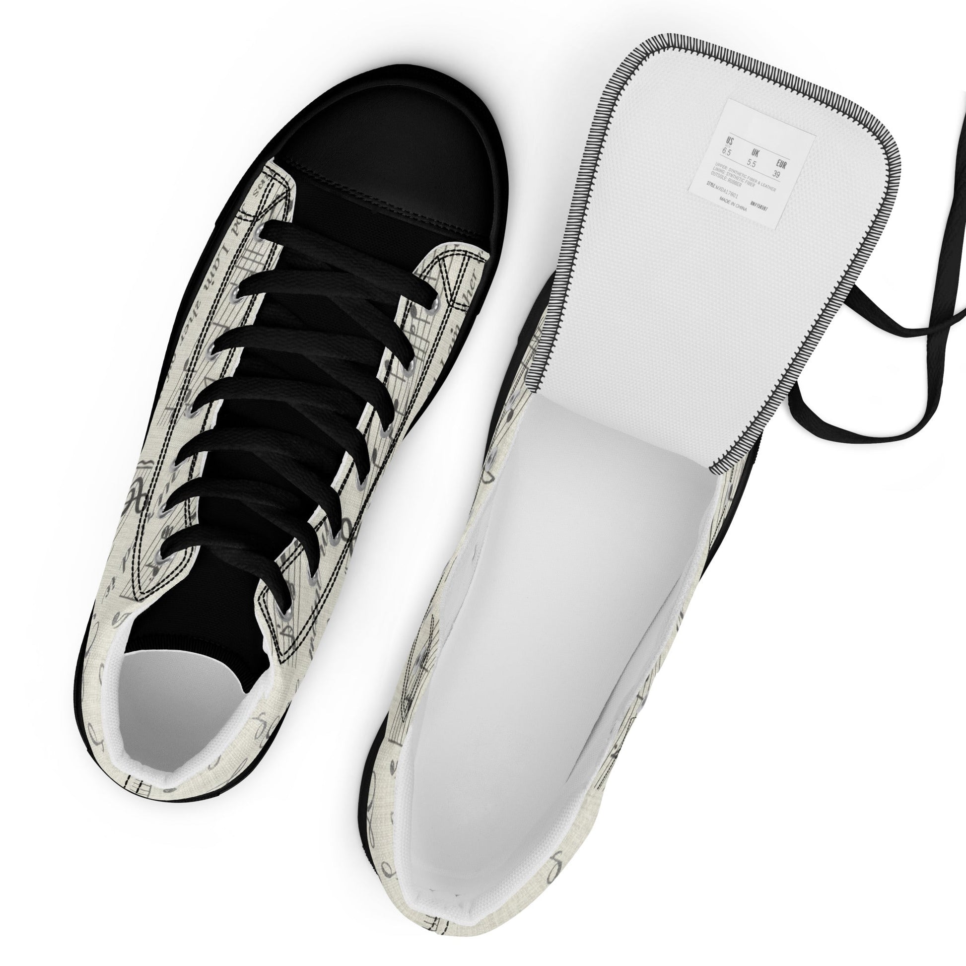 Men’s high top canvas shoes - T.Eddy’s Art Studio